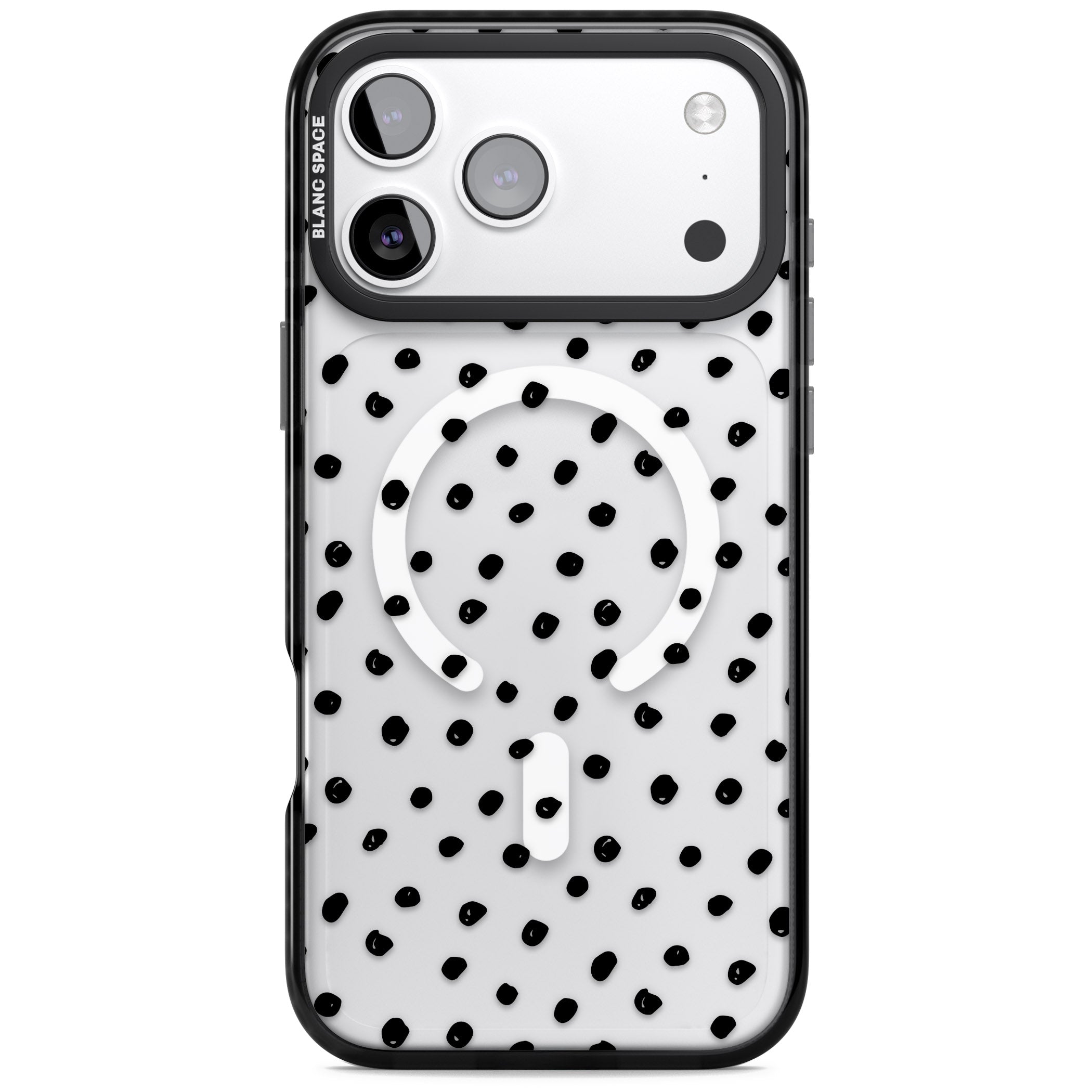 Messy Black Dot Pattern iPhone 17 Pro Impact Pro Black Phone Case