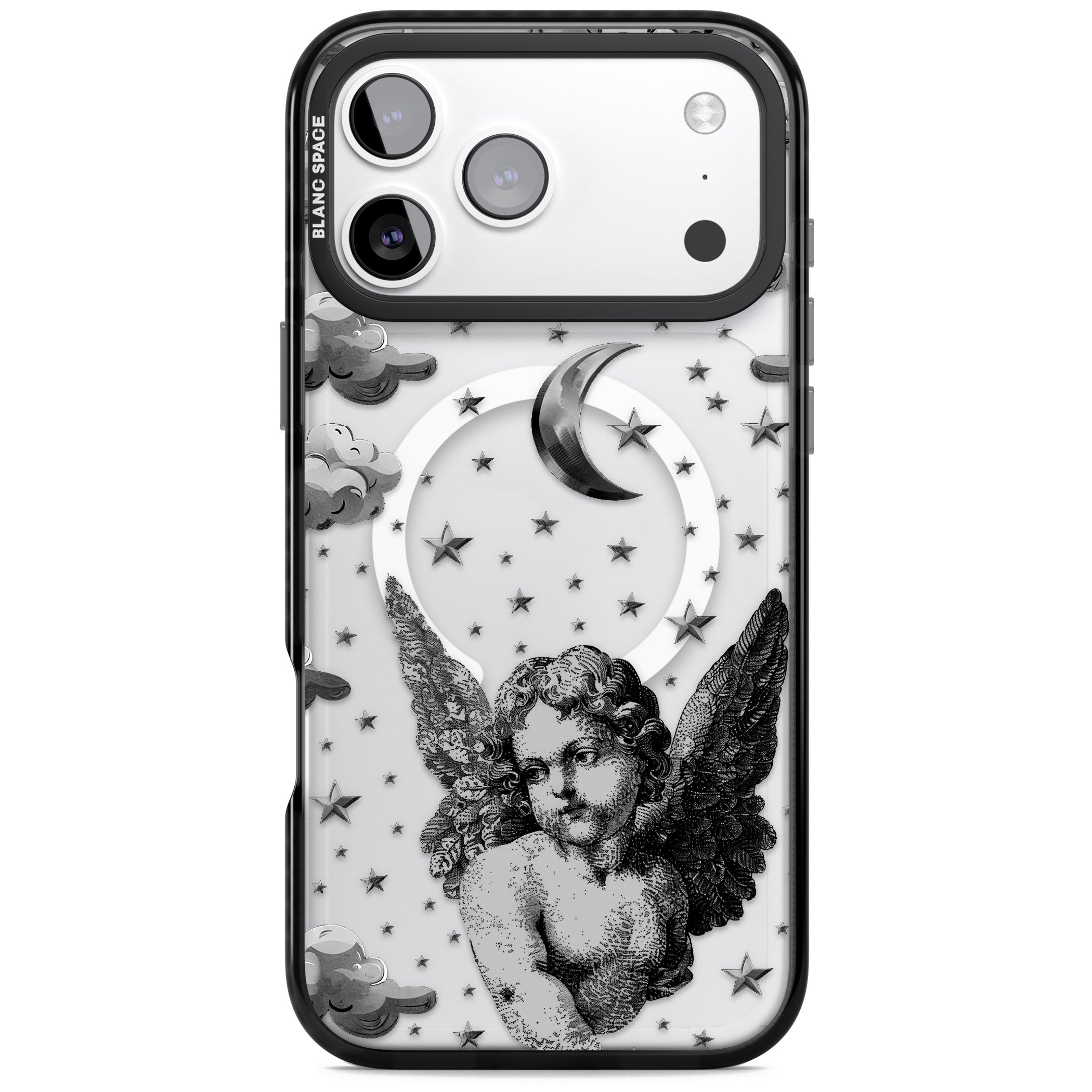 Celestial Cherub iPhone 17 Pro Impact Pro Black Phone Case