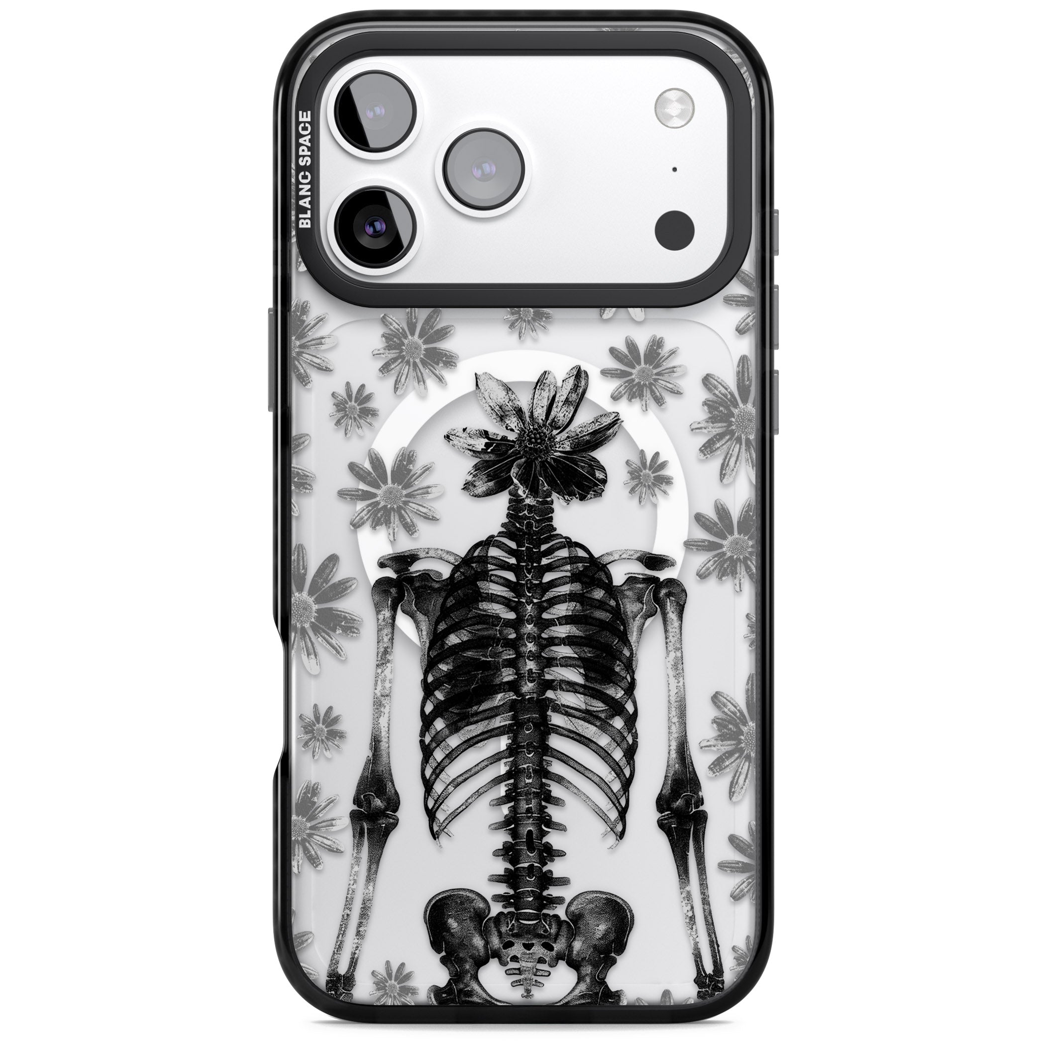 Skeleton Flower iPhone 17 Pro Impact Pro Black Phone Case