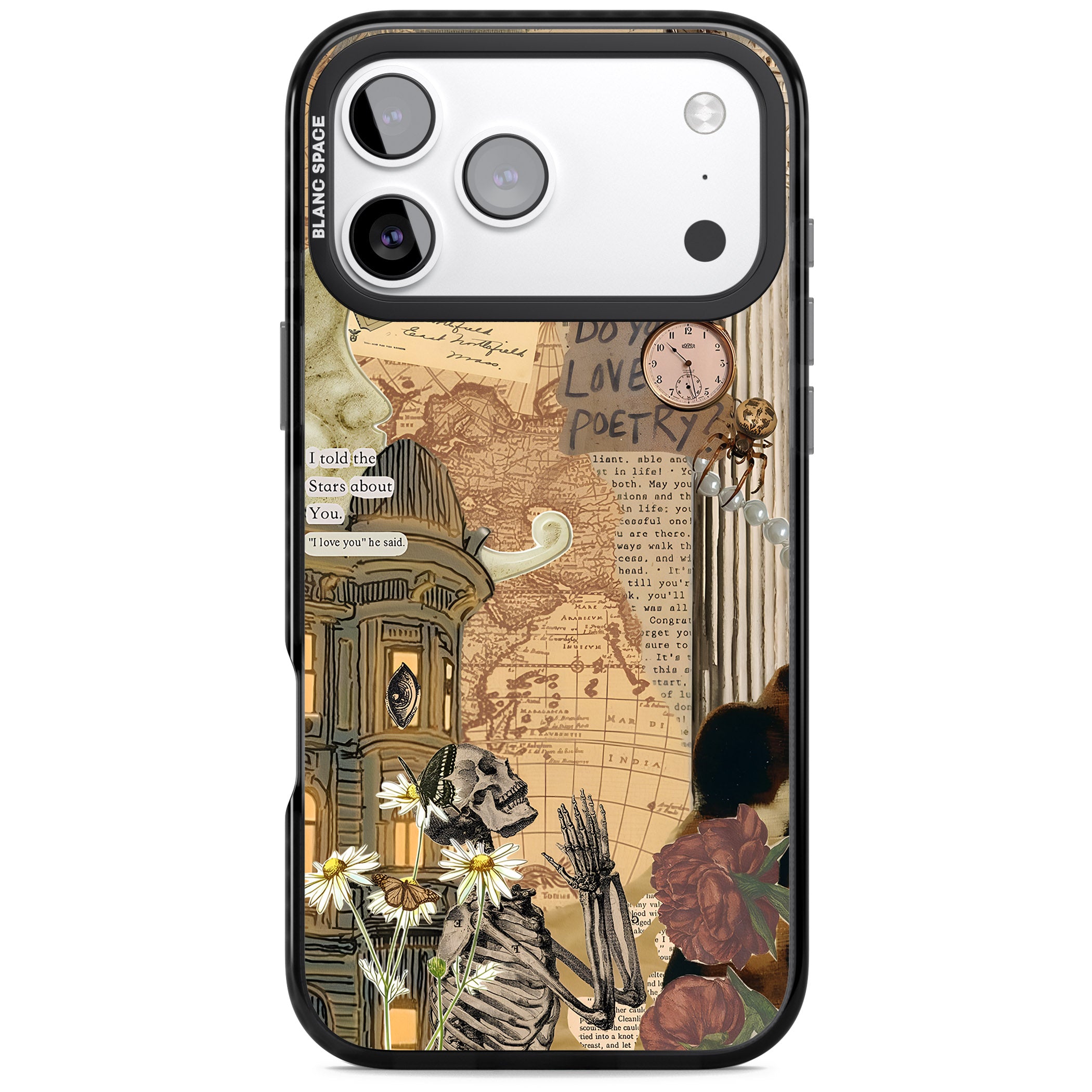 Skeleton Poetry iPhone 17 Pro Impact Pro Black Phone Case