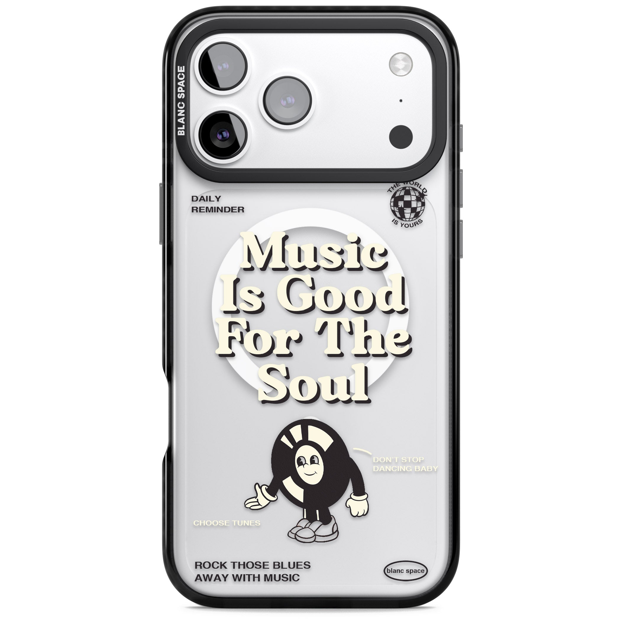 Music Is Good For The Soul iPhone 17 Pro Impact Pro Black Phone Case