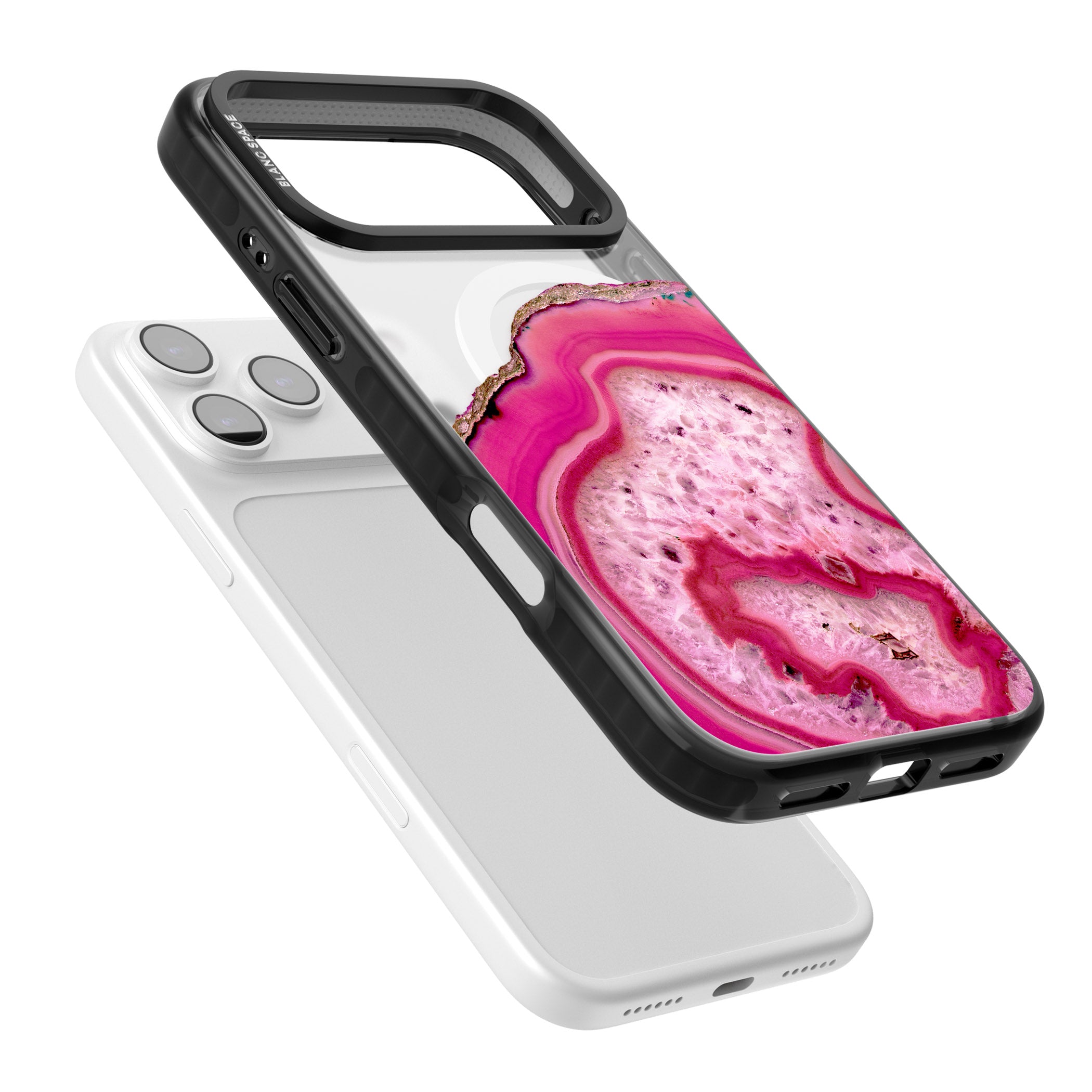 Pink Geode Crystal iPhone 17 Pro Impact Pro Black Phone Case Colours