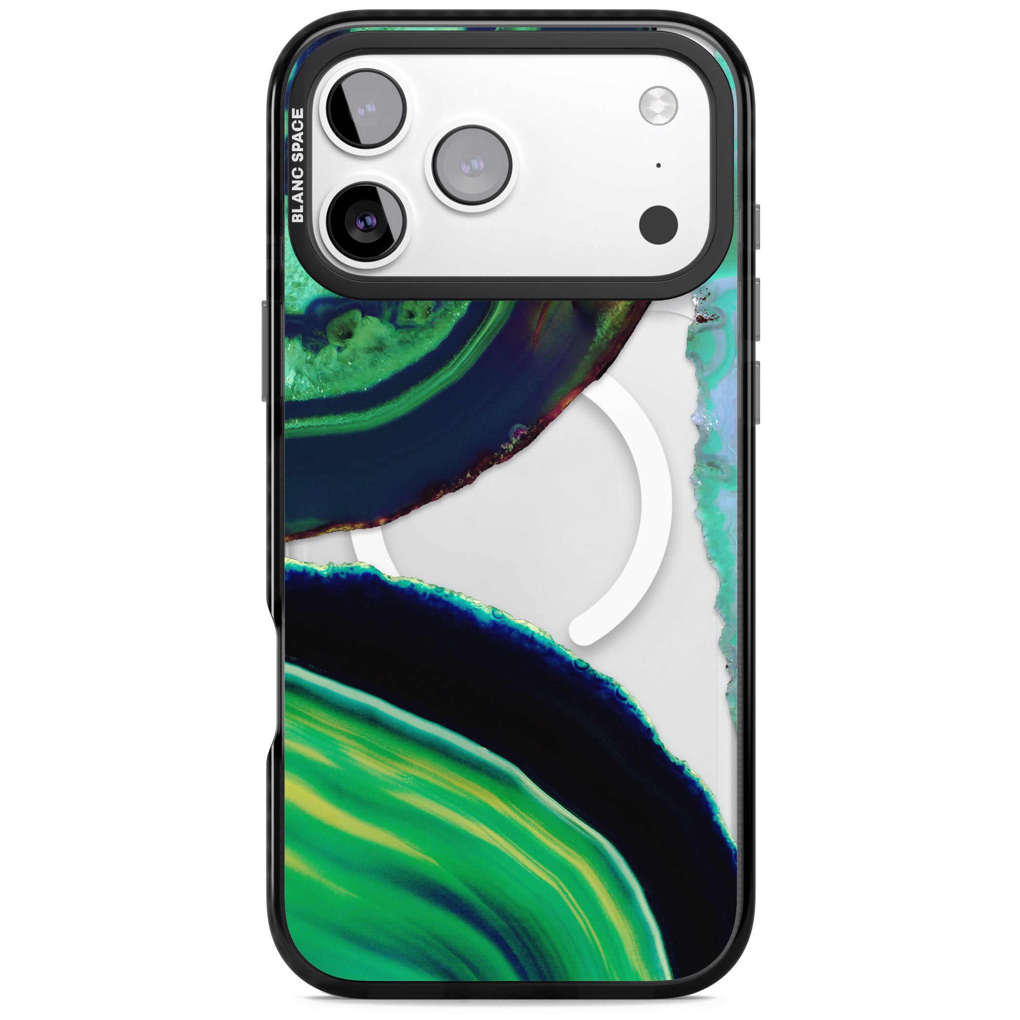 Green Geode Glow iPhone 17 Pro Impact Pro Black Phone Case