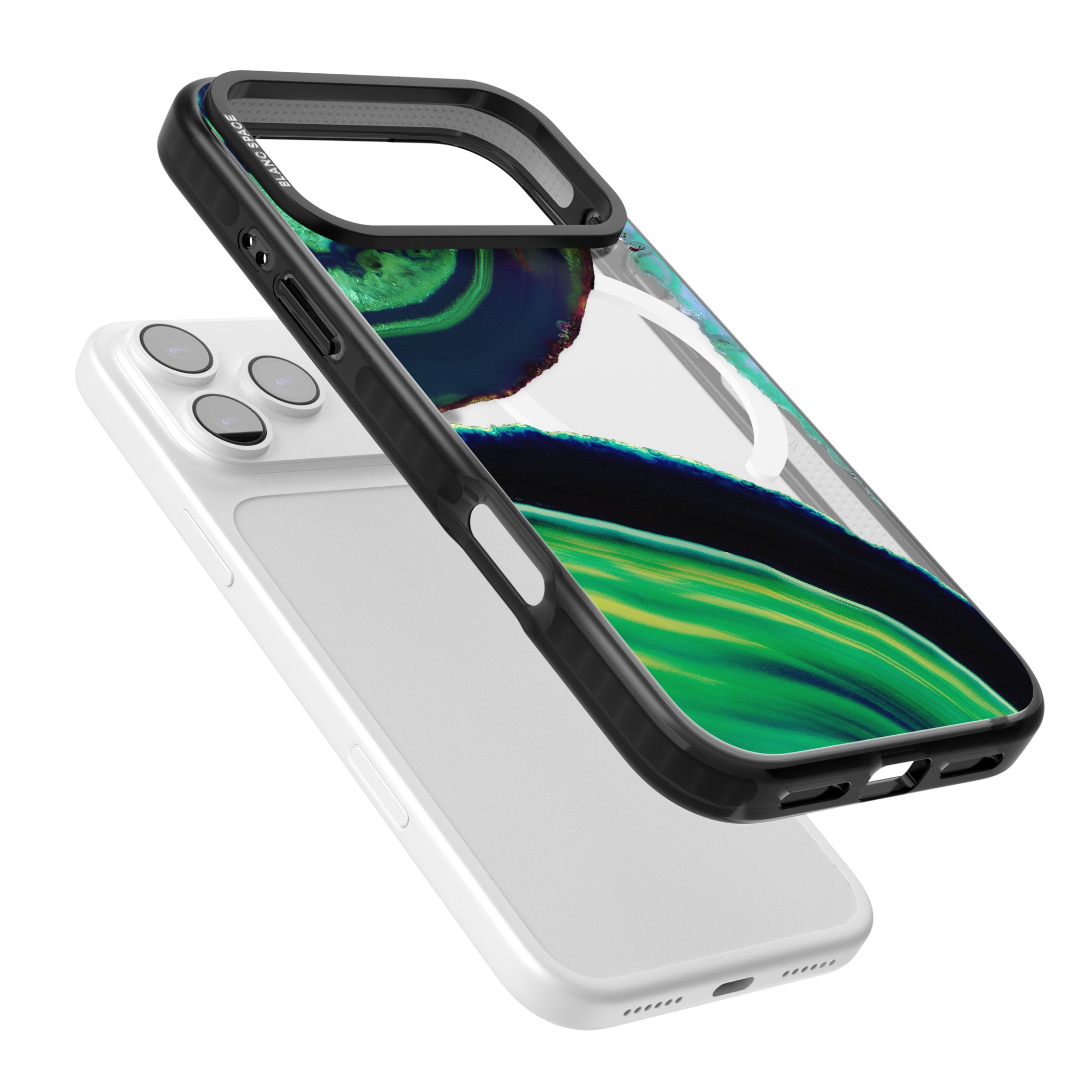 Green Geode Glow iPhone 17 Pro Impact Pro Black Phone Case Colours