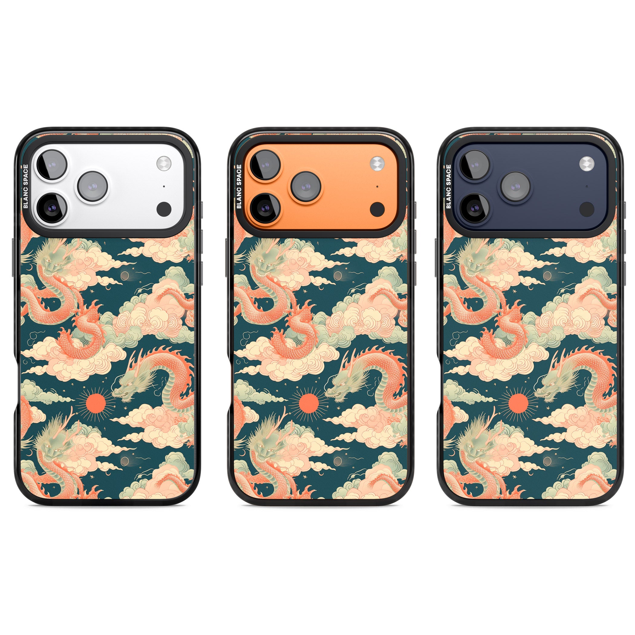 Chinese Dragons Clouds iPhone 17 Pro Impact Pro Black Phone Case APT Impact Protection