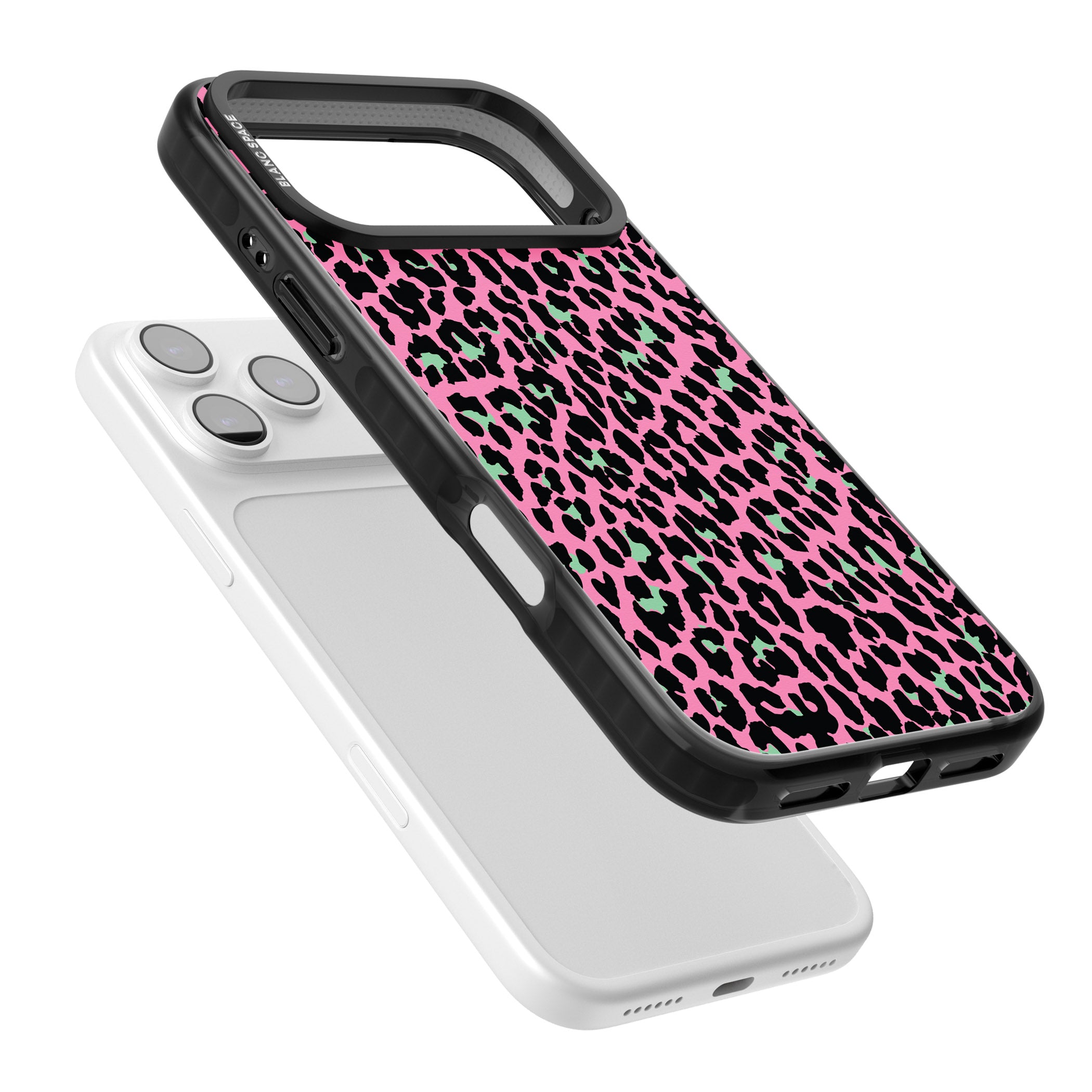 Pink & Green Leopard iPhone 17 Pro Impact Pro Black Phone Case Colours