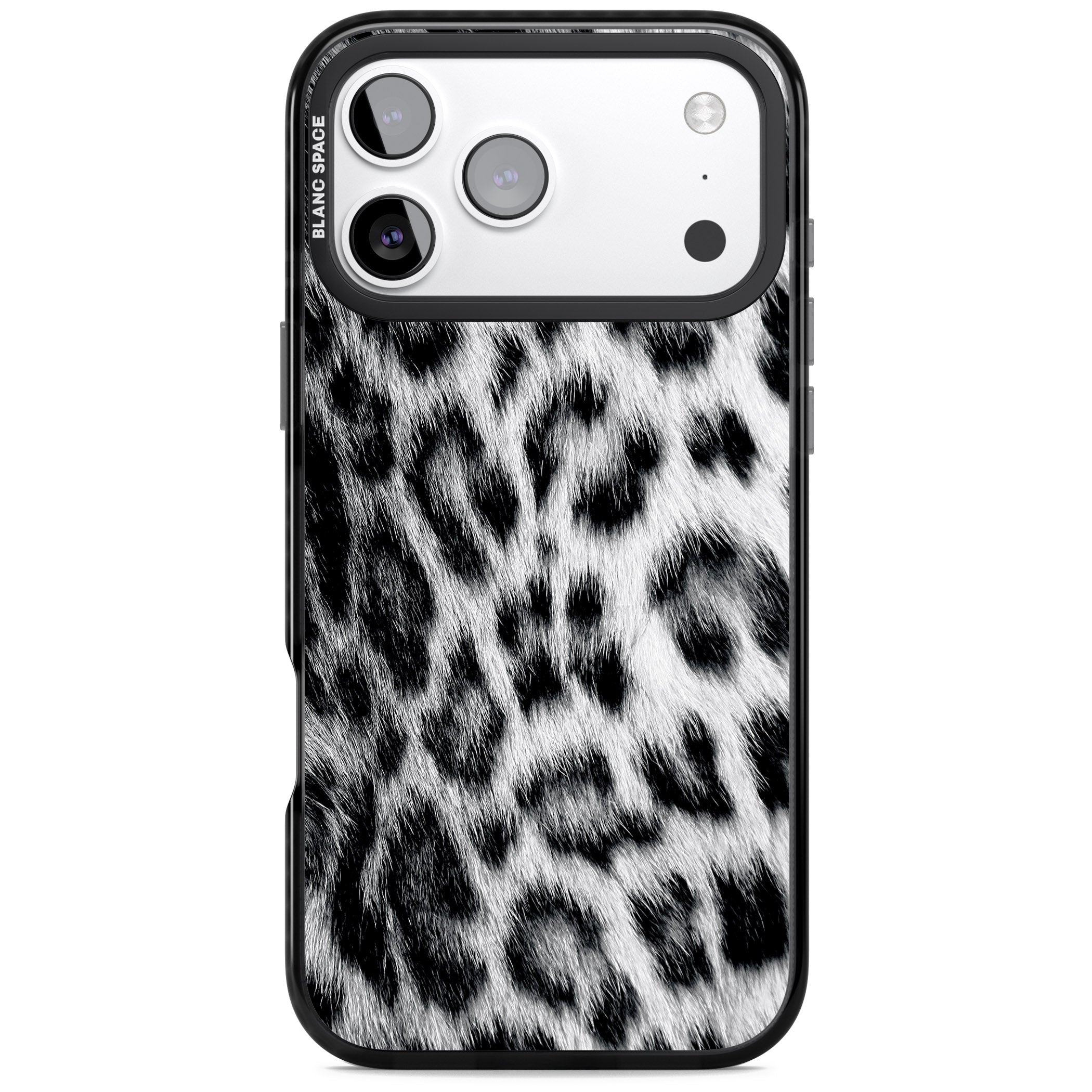 Animal Fur Pattern Snow Leopard iPhone 17 Pro Impact Pro Black Phone Case