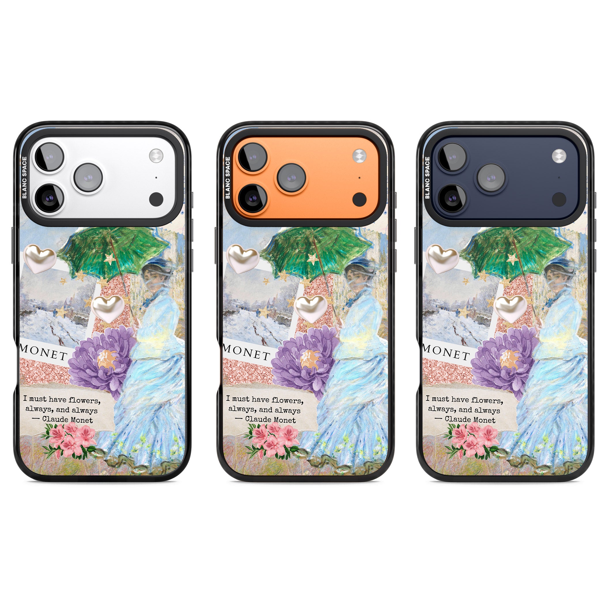 Monet 'Must Have Flowers' Collage iPhone 17 Pro Impact Pro Black Phone Case APT Impact Protection
