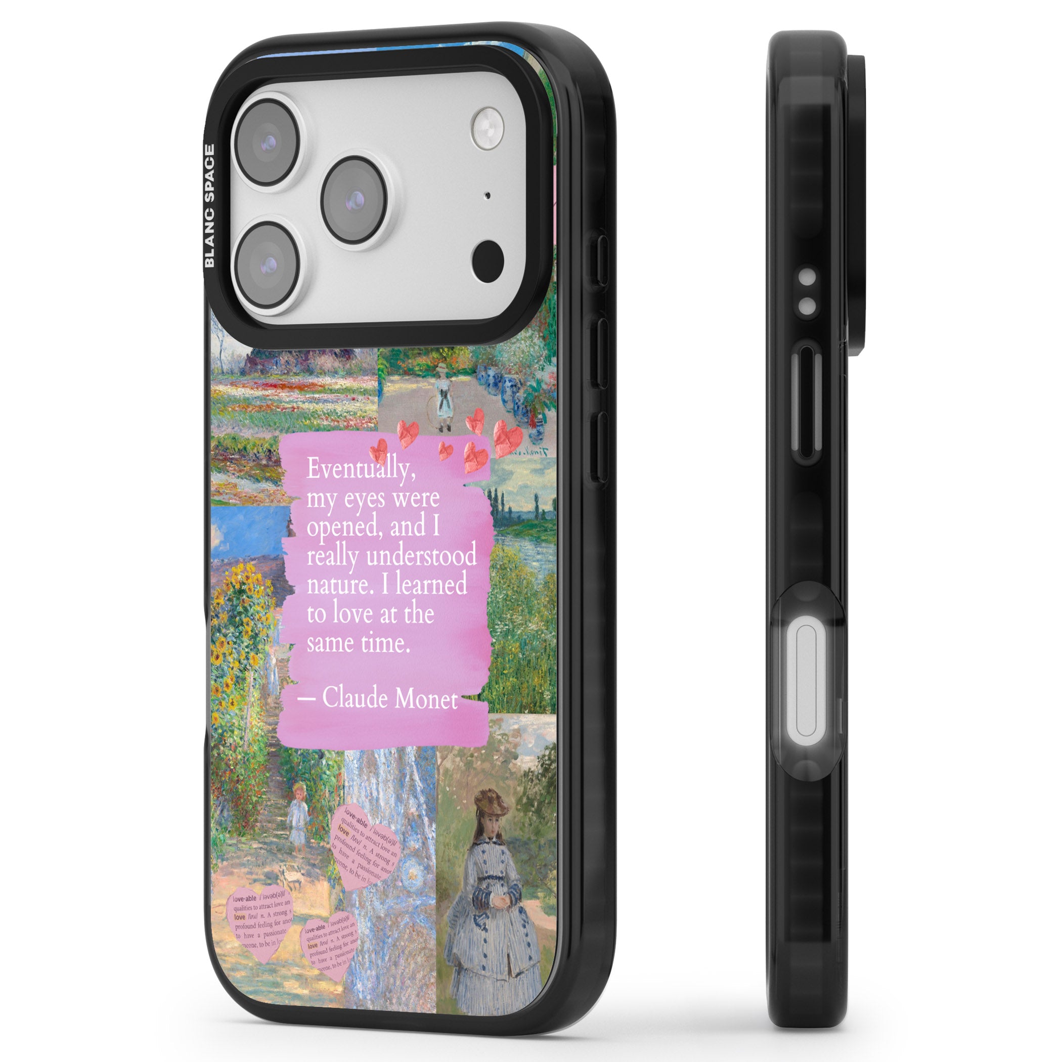 Monet 'Eyes Were Opened' Collage iPhone 17 Pro Impact Pro Black Phone Case Side Profile
