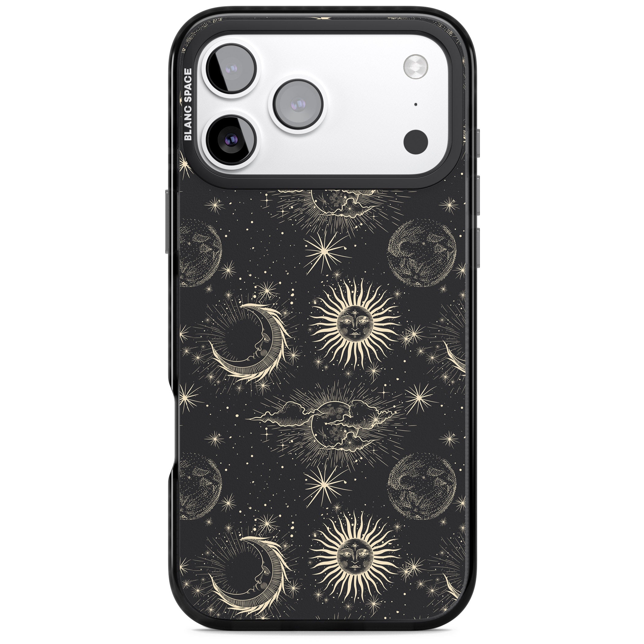 Suns & Moons Celestial Night iPhone 17 Pro Impact Pro Black Phone Case
