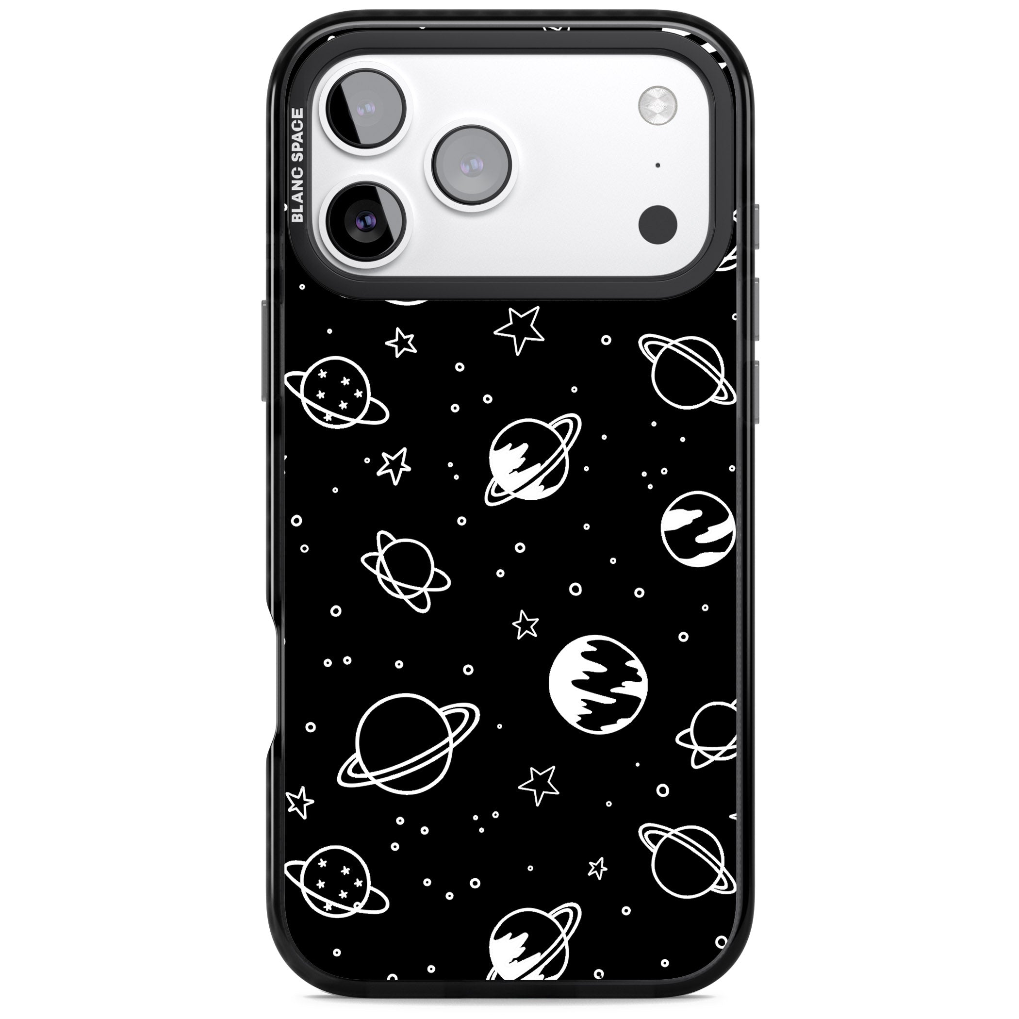 Cosmic Sketch White Black iPhone 17 Pro Impact Pro Black Phone Case