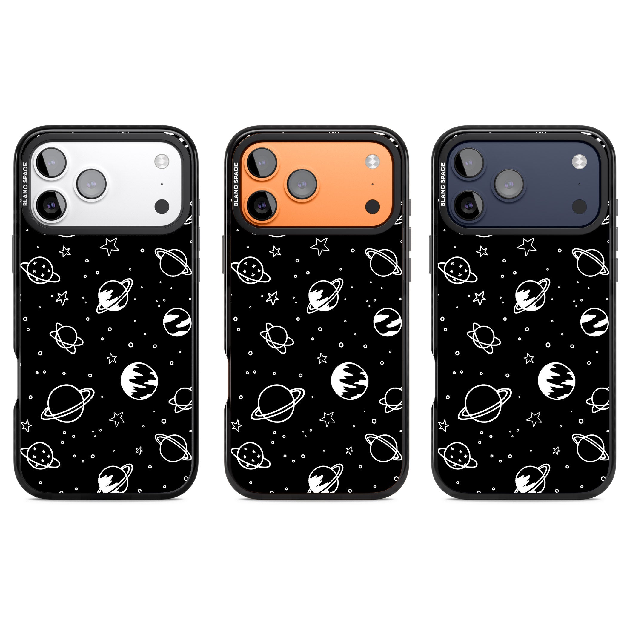 Cosmic Sketch White Black iPhone 17 Pro Impact Pro Black Phone Case APT Impact Protection