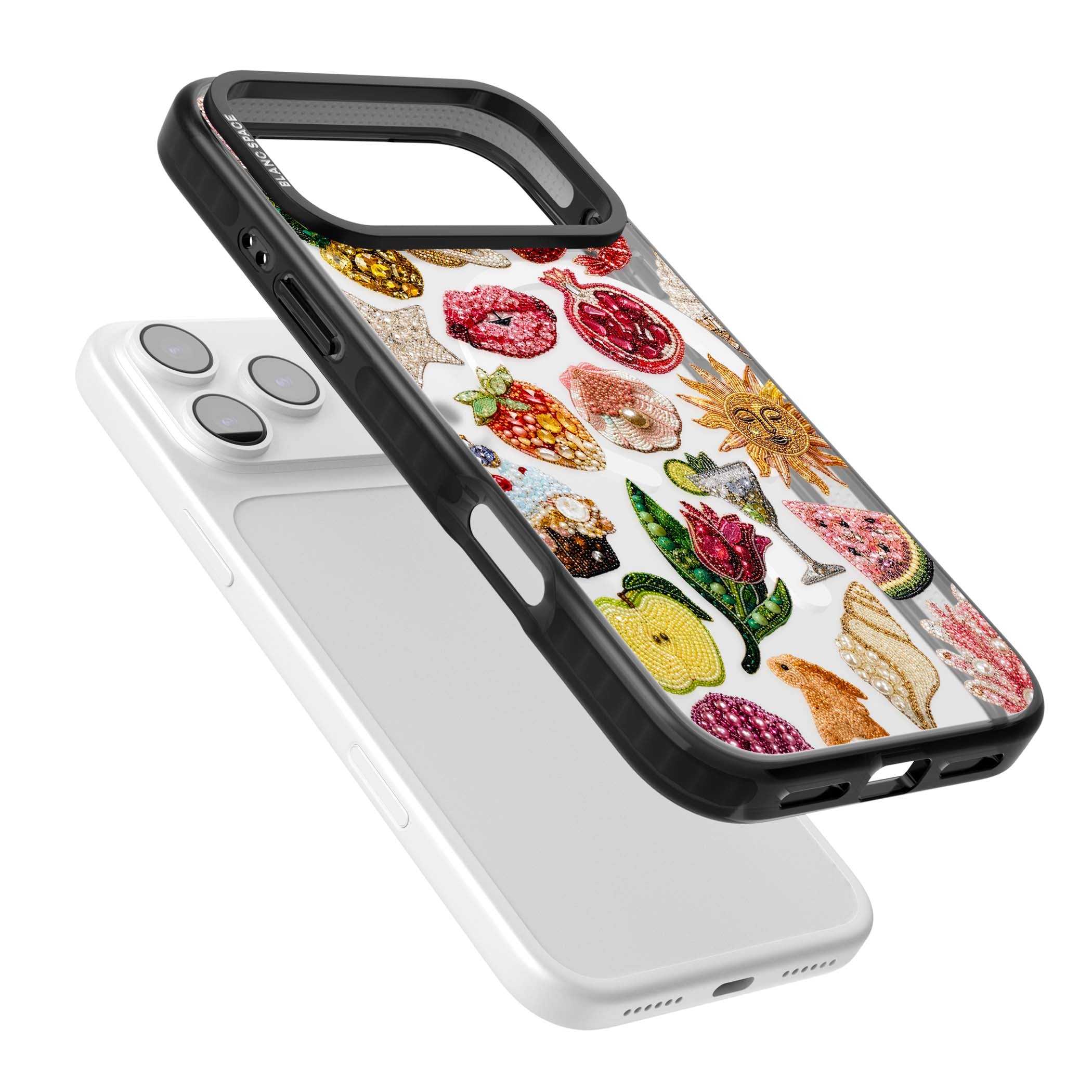 Beaded Riviera coquette iPhone case | Black Impact Magsafe case for iPhone 17 Pro, iPhone 17 Pro Max