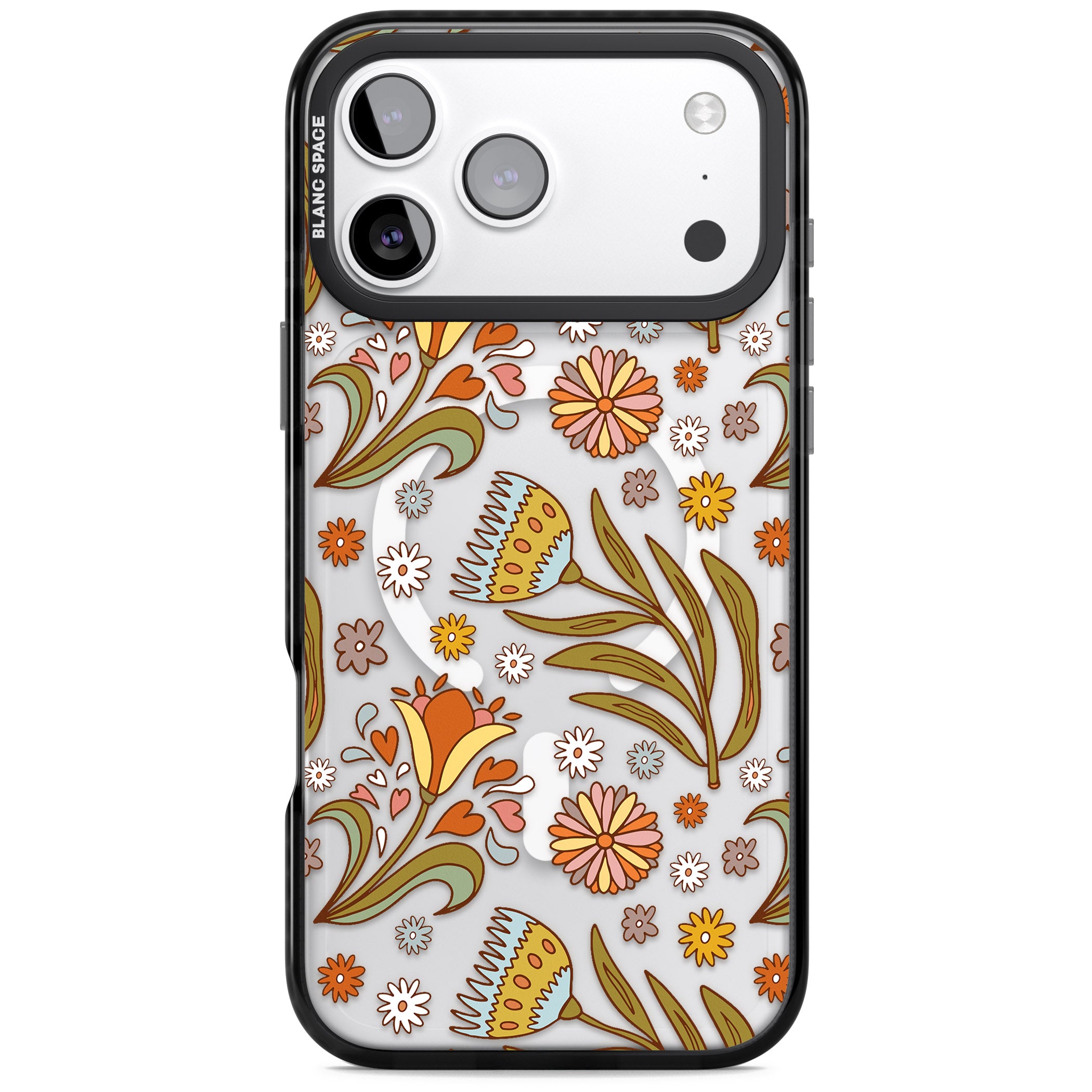 Boho Celestial Wildflower iPhone 17 Pro Impact Pro Black Phone Case