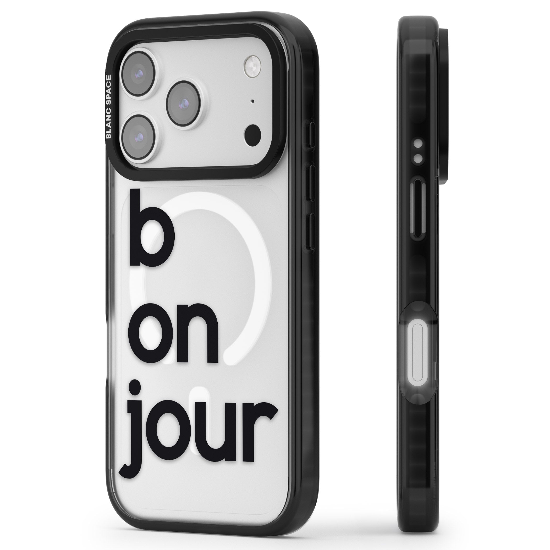 Bonjour iPhone 17 Pro Impact Pro Black Phone Case Side Profile