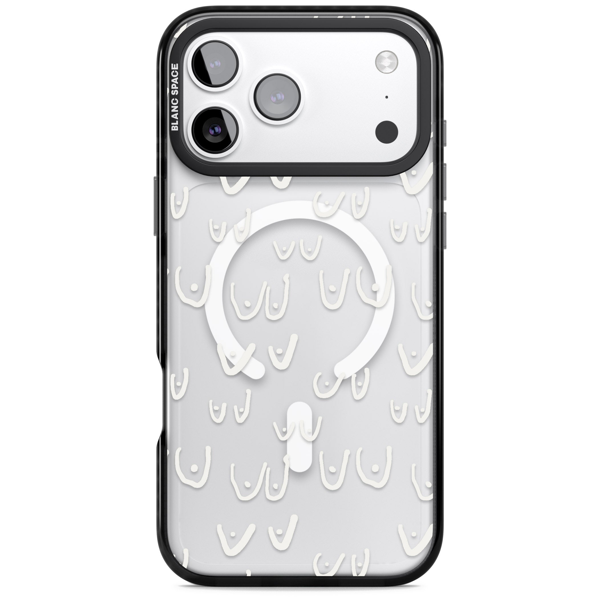 Boob Pattern (White) iPhone 17 Pro Impact Pro Black Phone Case
