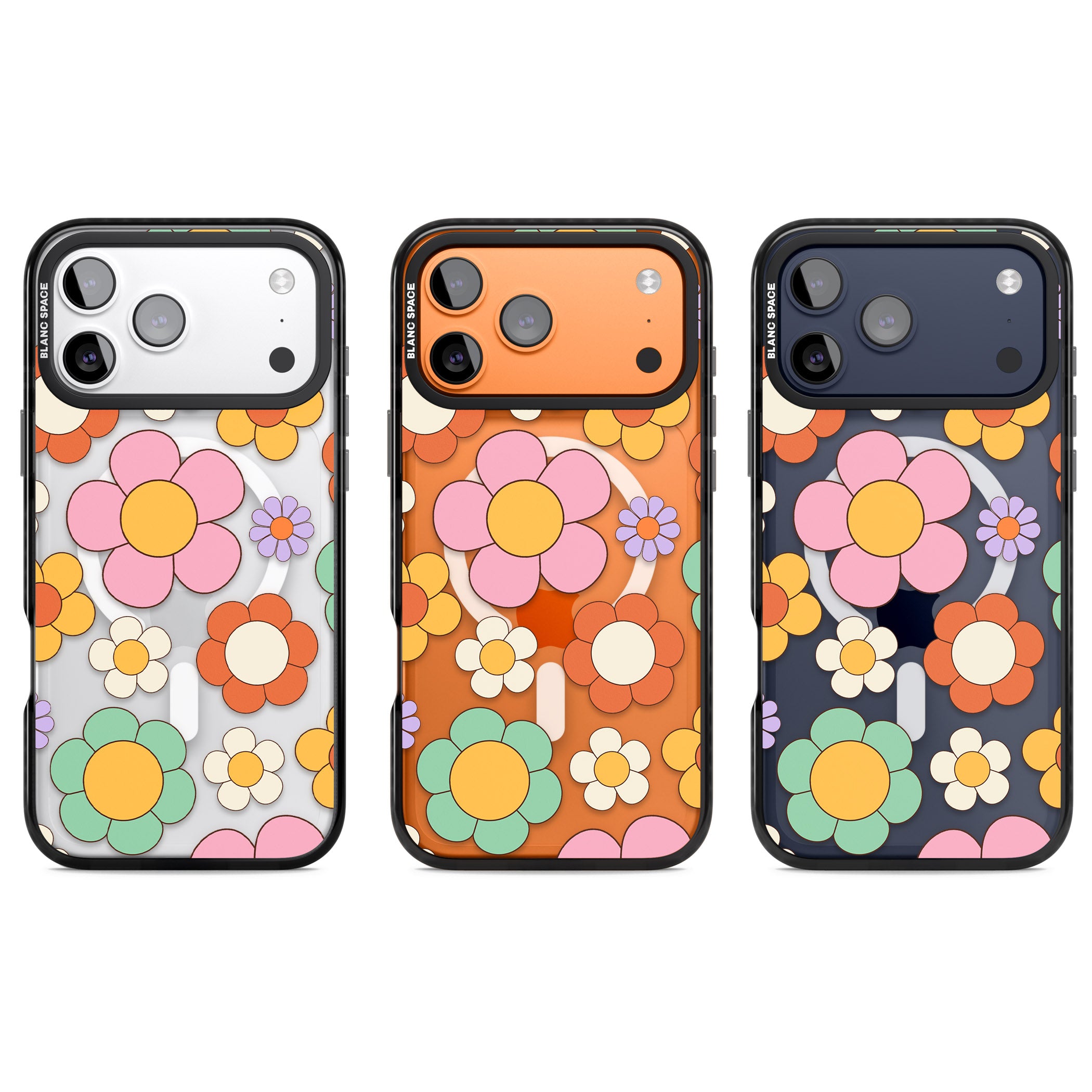 Groovy Blossoms iPhone 17 Pro Impact Pro Black Phone Case APT Impact Protection