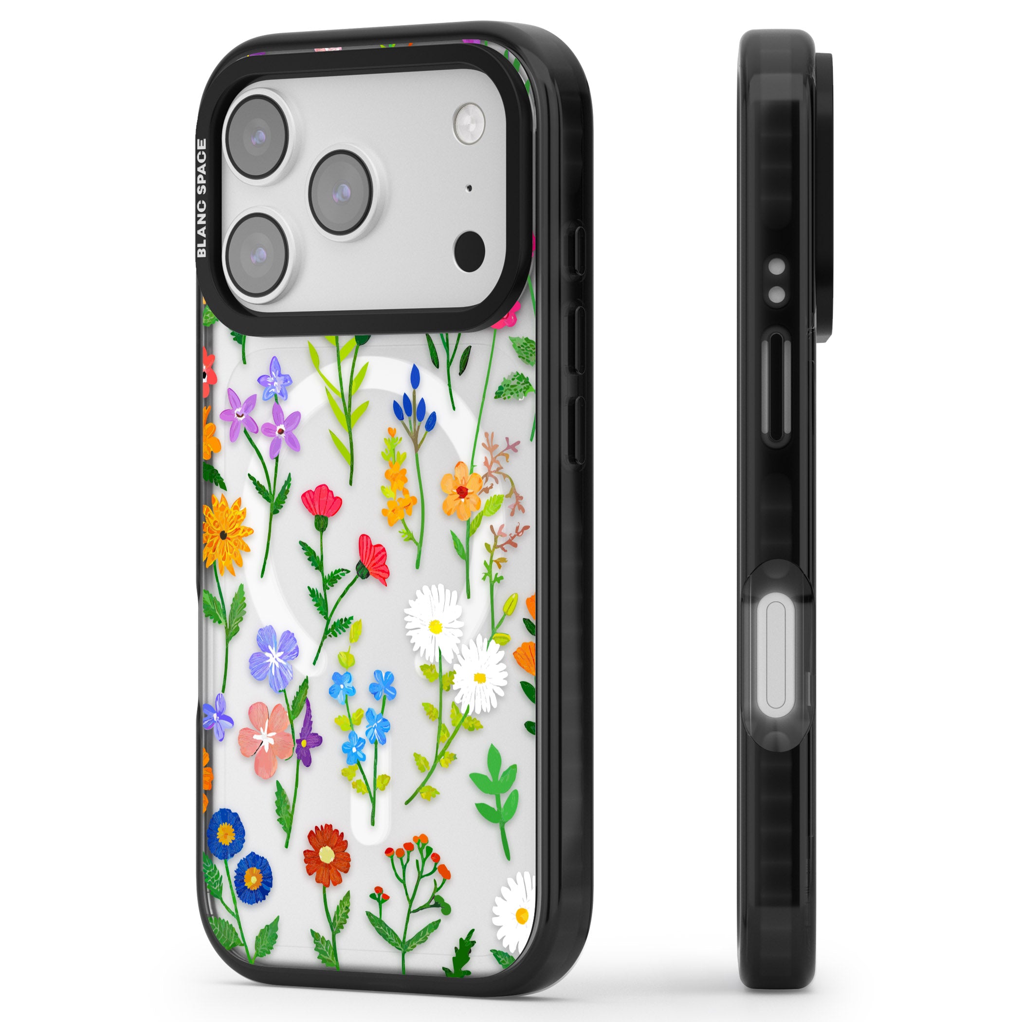 Wildflower Garden iPhone 17 Pro Impact Pro Black Phone Case Side Profile
