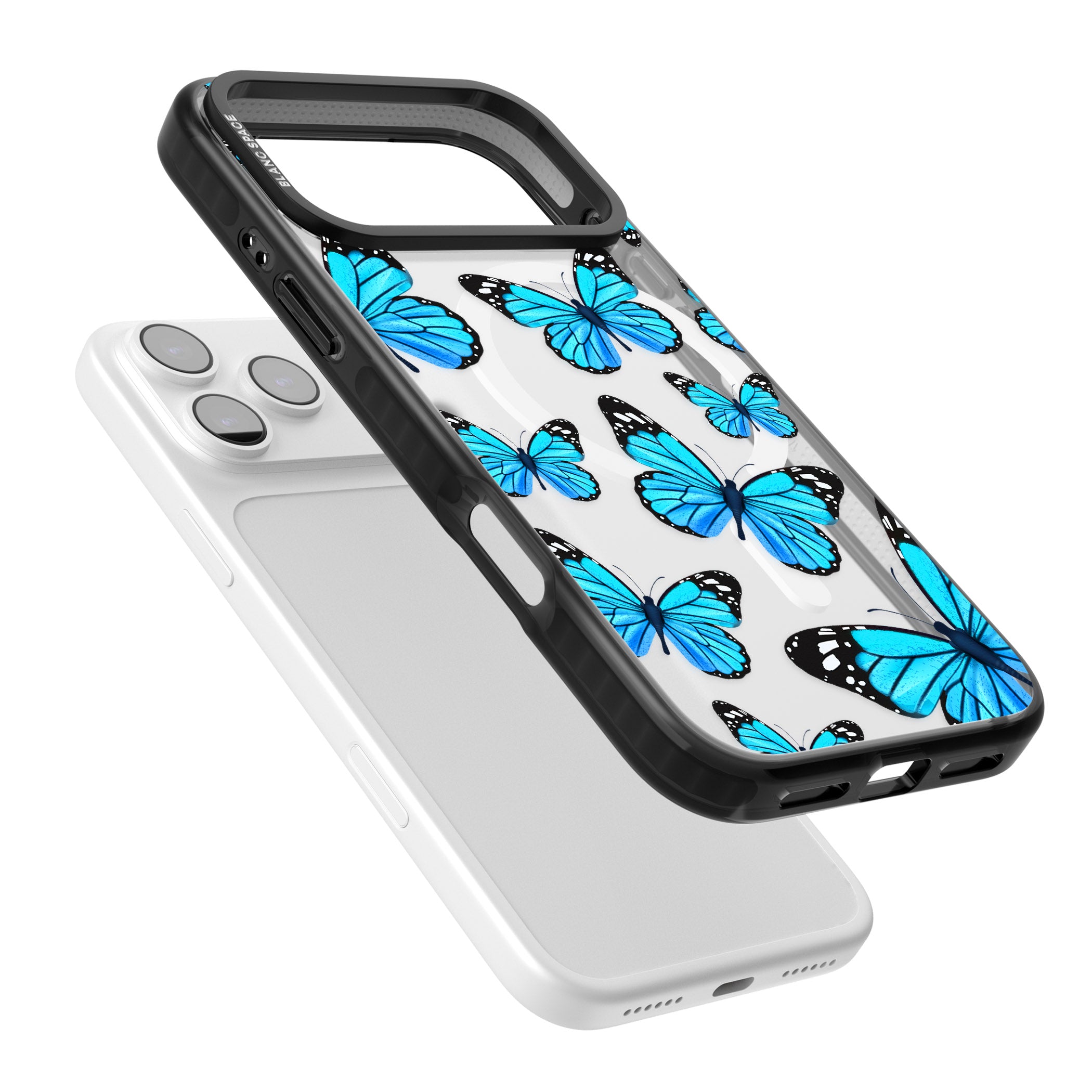 Blue Butterflies iPhone 17 Pro Impact Pro Black Phone Case Colours