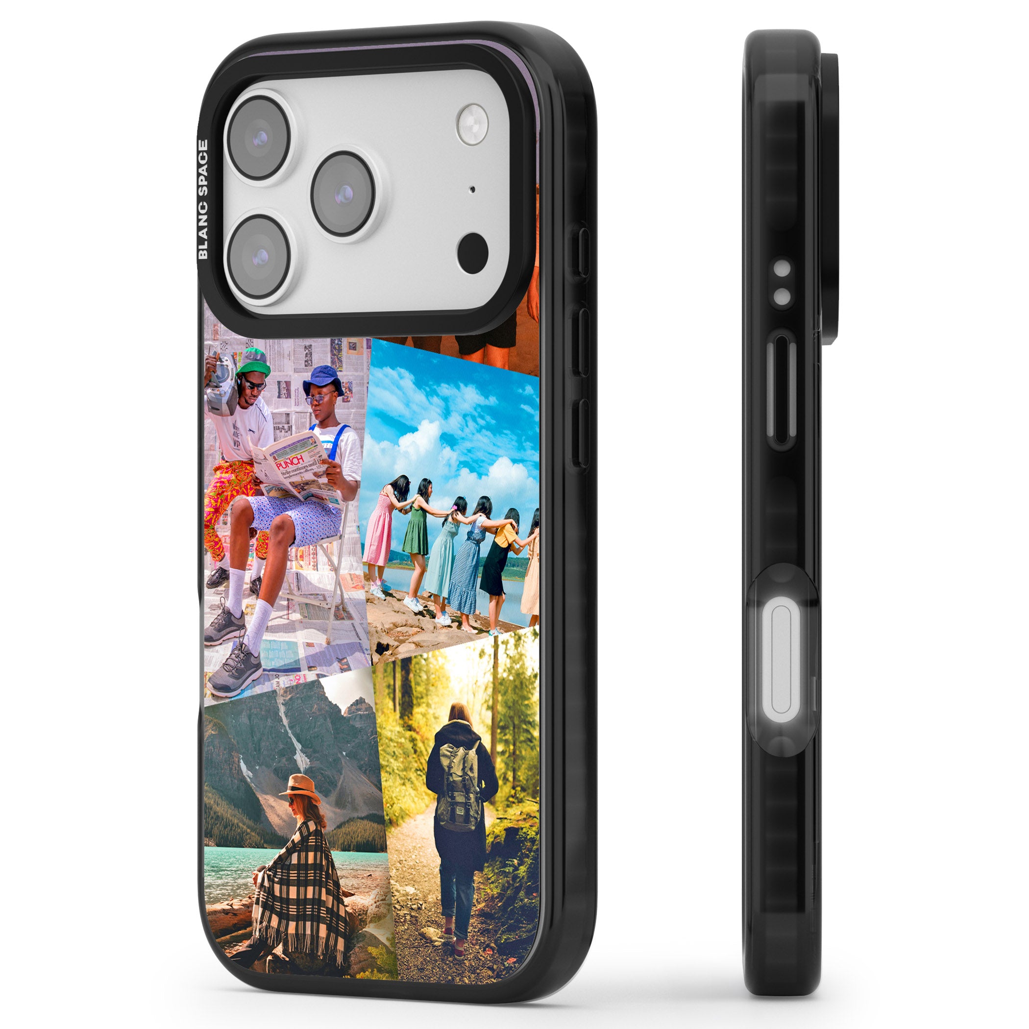 Personalised Abstract Photo Grid iPhone 17 Pro Impact Pro Black Phone Case Side Profile