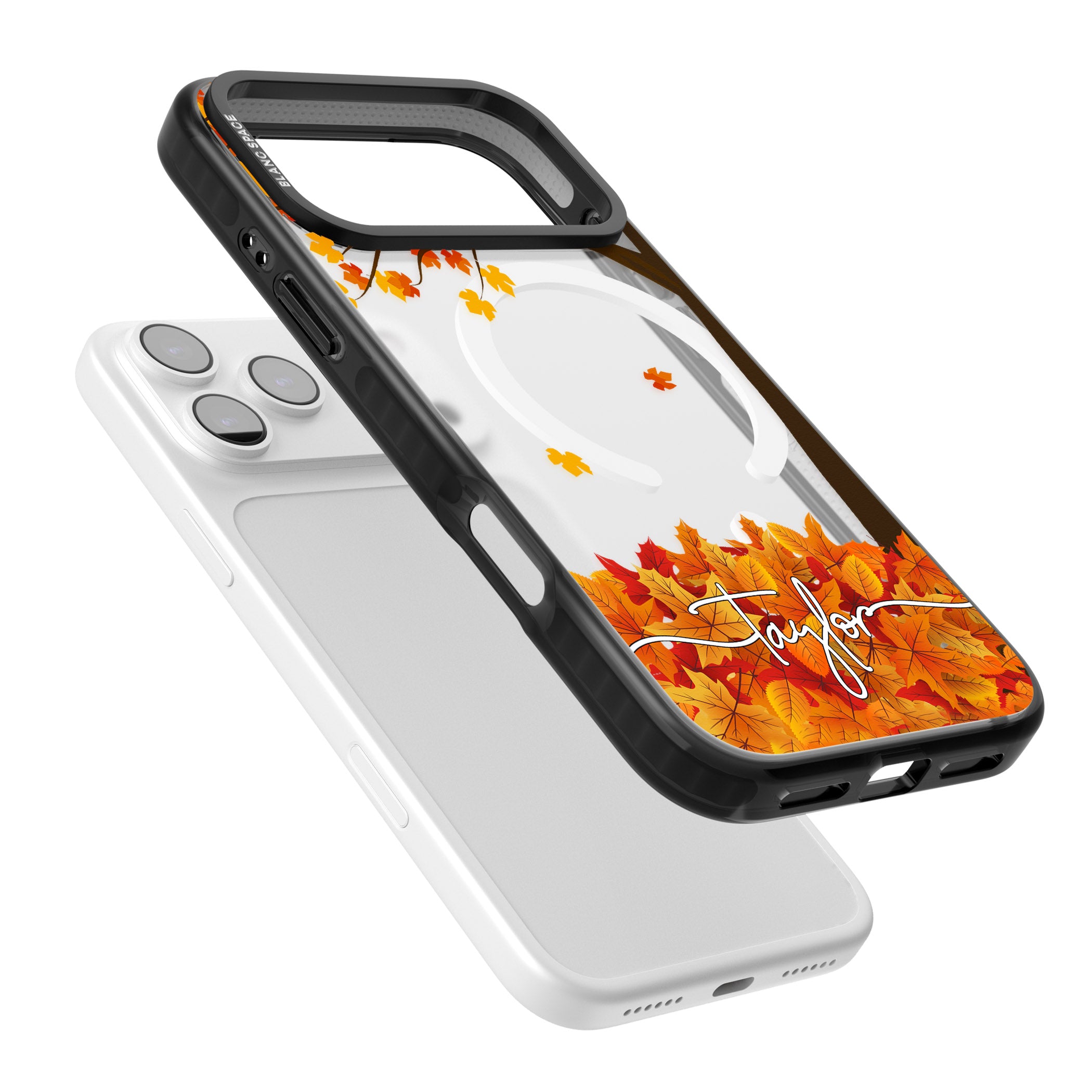 Personalised Autumn Leaves iPhone 17 Pro Impact Pro Black Phone Case Colours