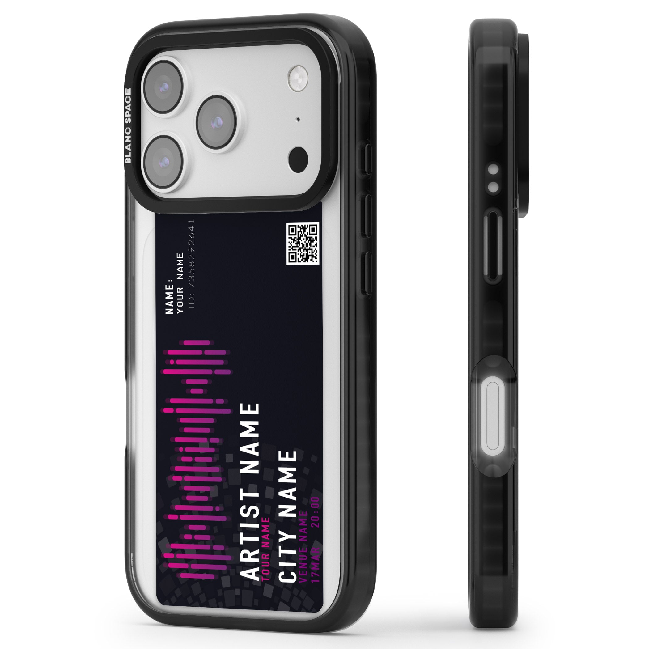 Personalised Concert Ticket iPhone 17 Pro Impact Pro Black Phone Case Side Profile