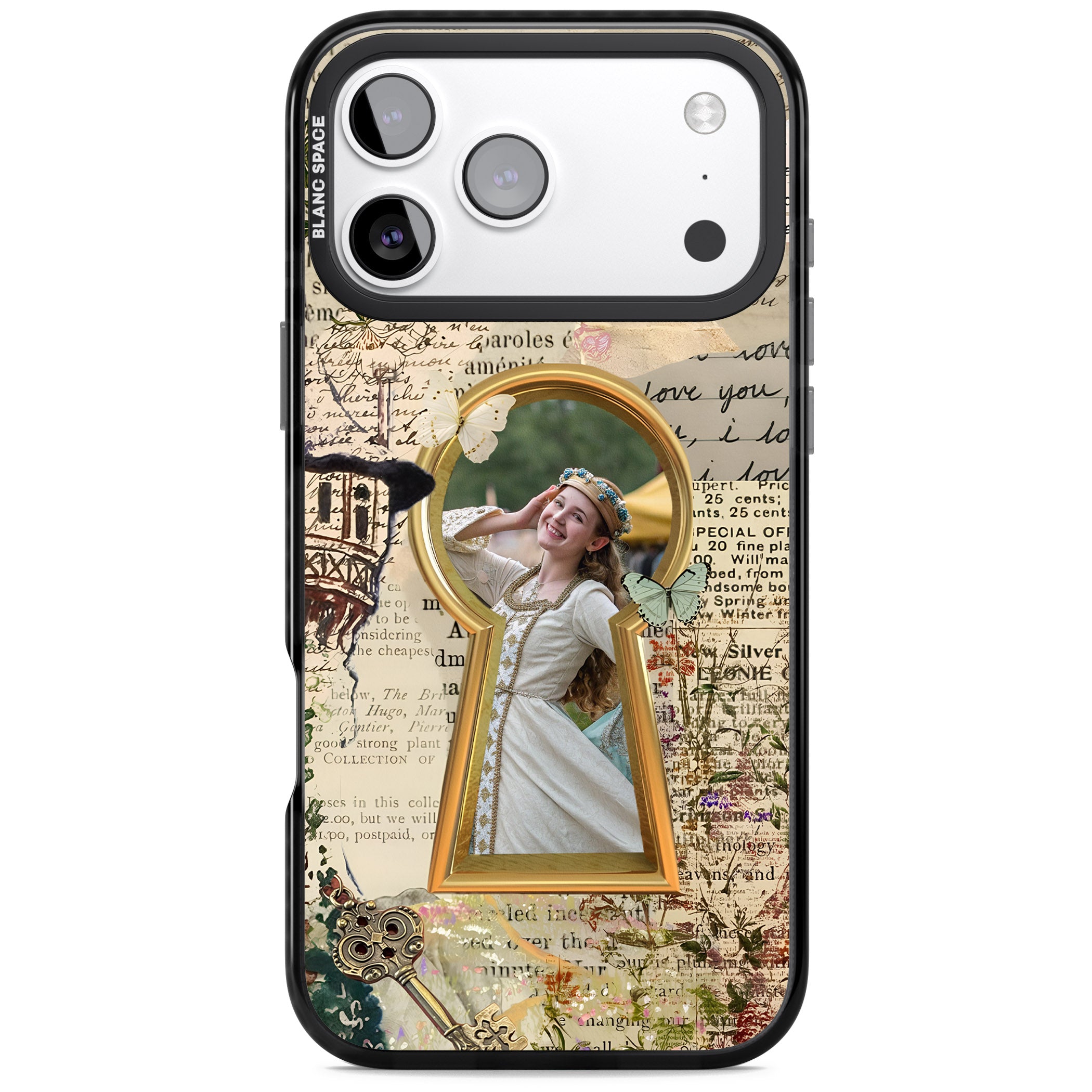 Personalised Bookpage Keyhole Frame iPhone 17 Pro Impact Pro Black Phone Case