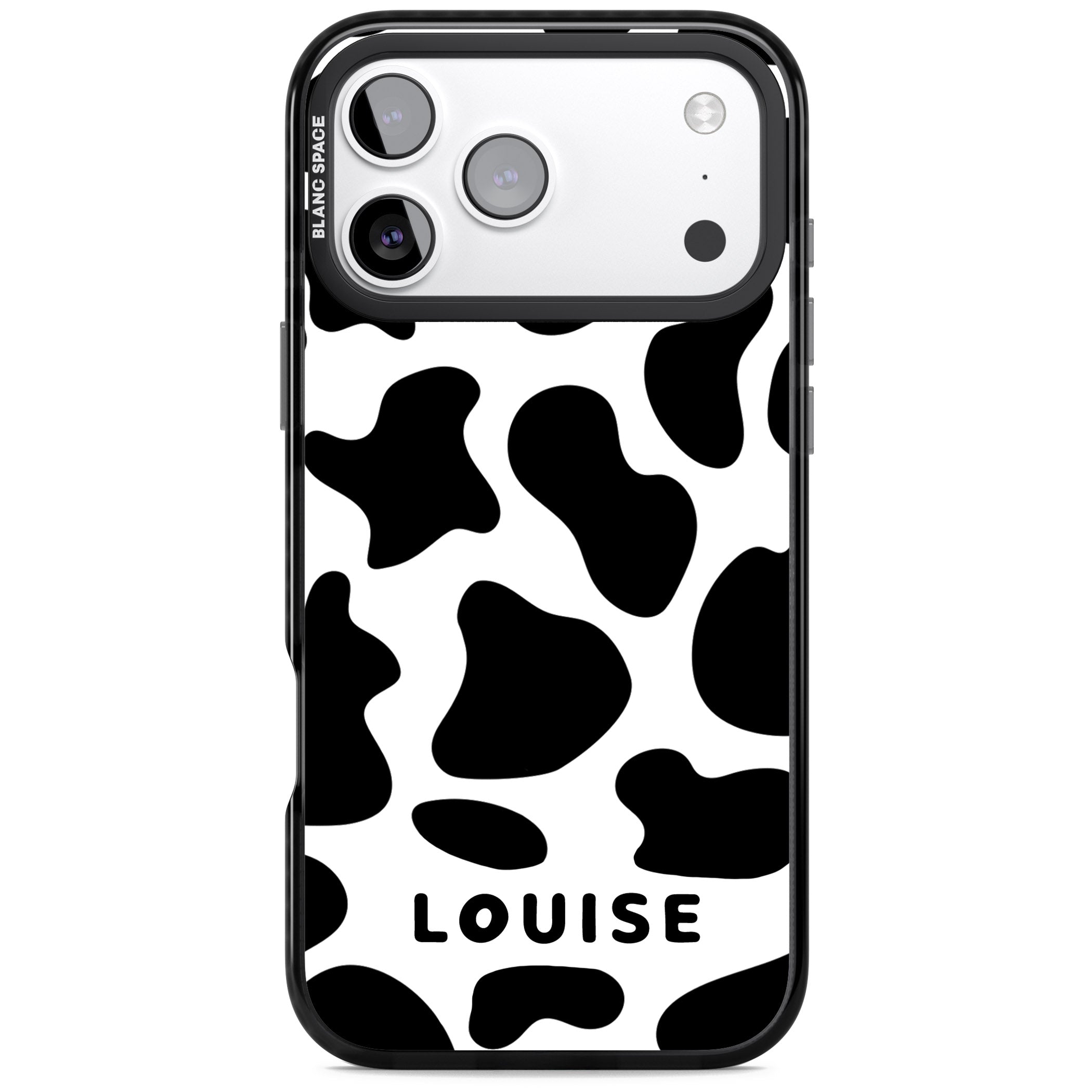 Personalised Cow Print iPhone 17 Pro Impact Pro Black Phone Case