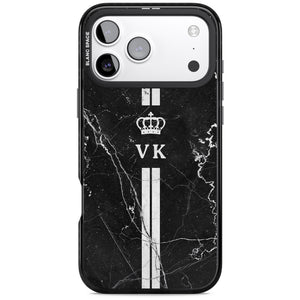 Personalised Black Marble Stripe Initials