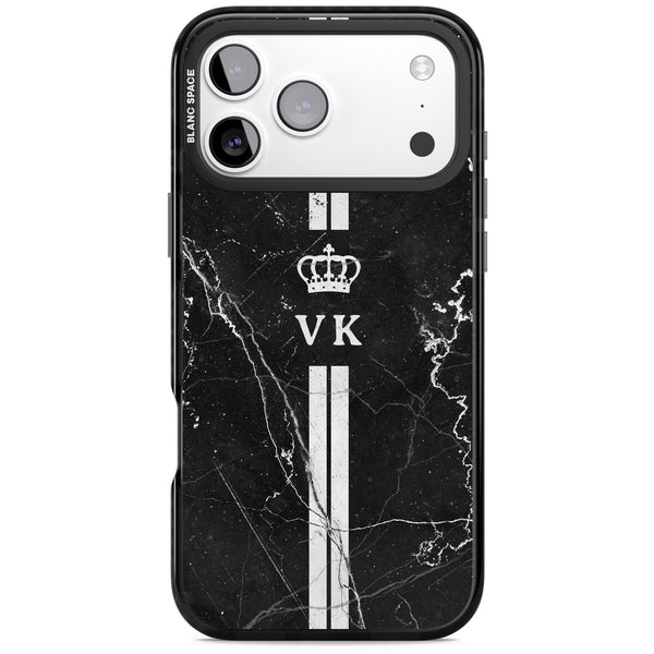 Personalised Black Marble Stripe Initials