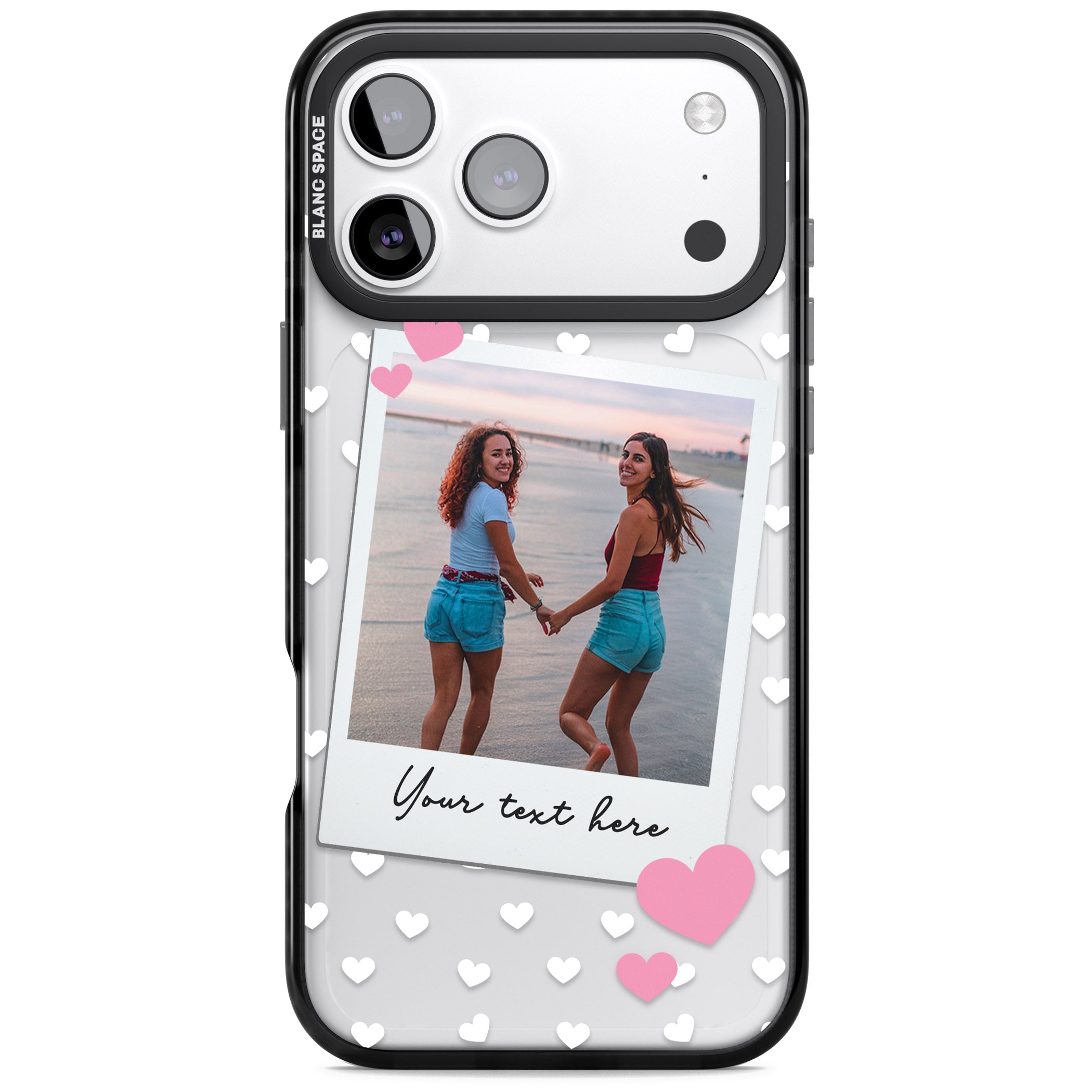 Personalised Hearts Instant Camera Photo iPhone 17 Pro Impact Pro Black Phone Case