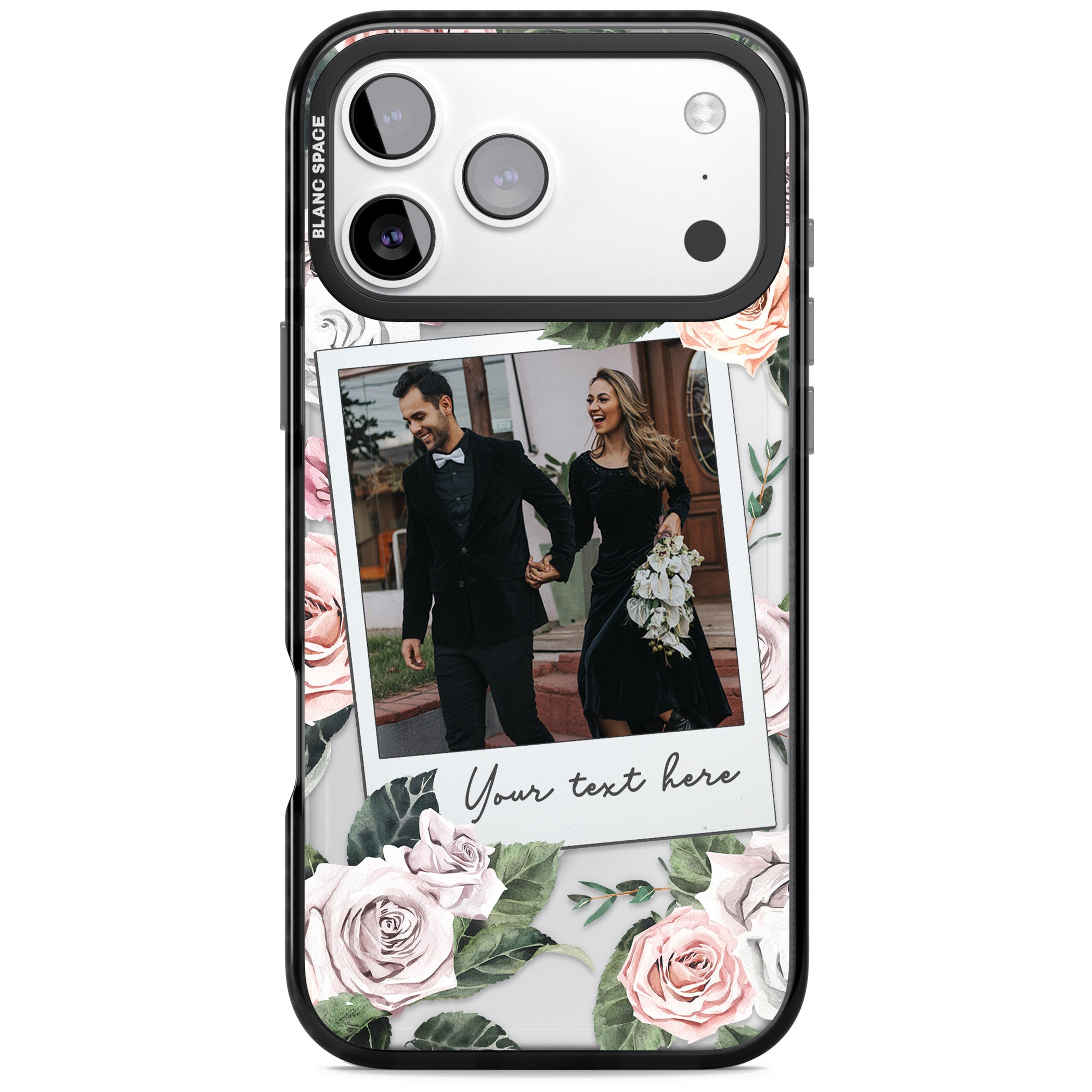 Personalised Floral Instant Camera Photo iPhone 17 Pro Impact Pro Black Phone Case