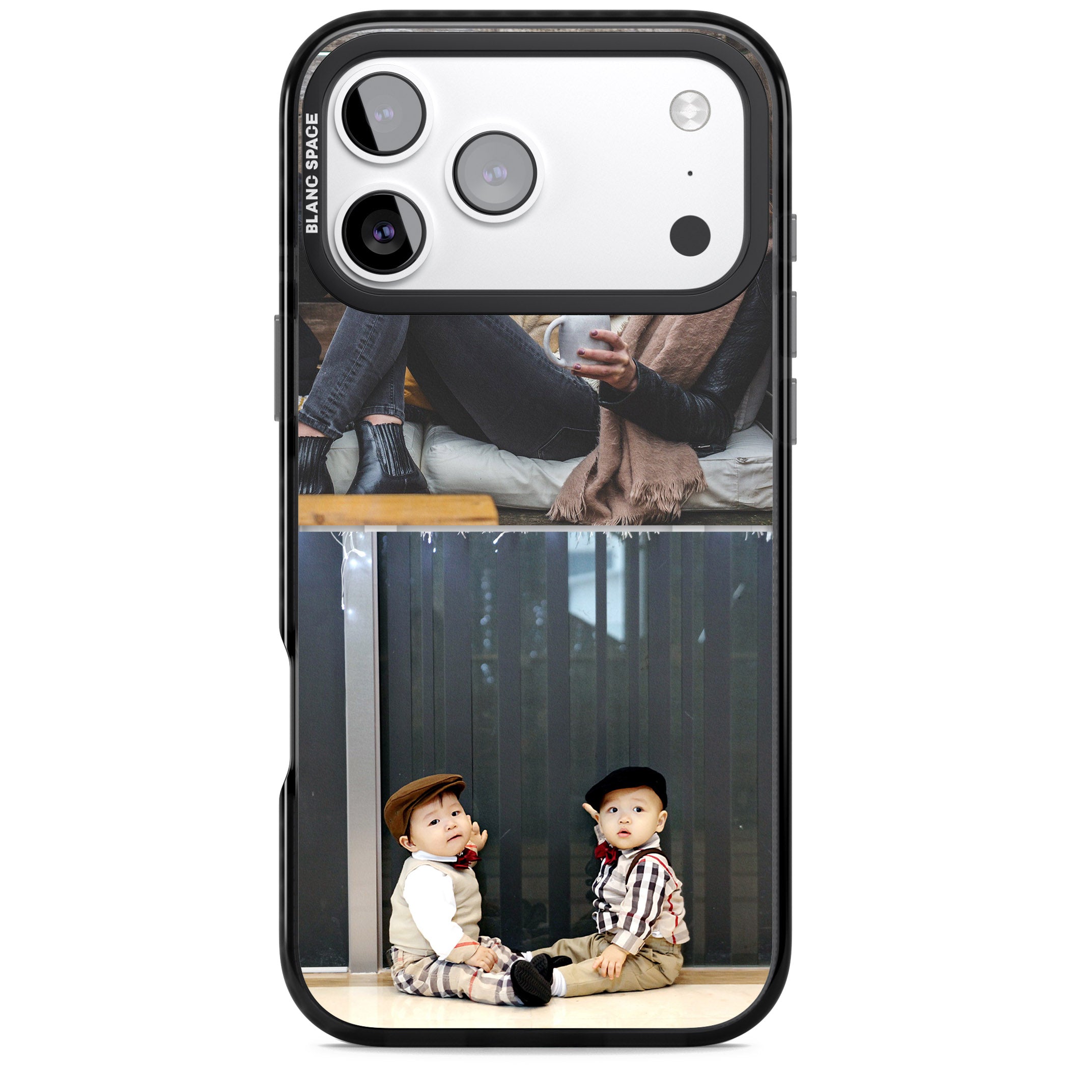 Personalised 2 Photo Grid iPhone 17 Pro Impact Pro Black Phone Case