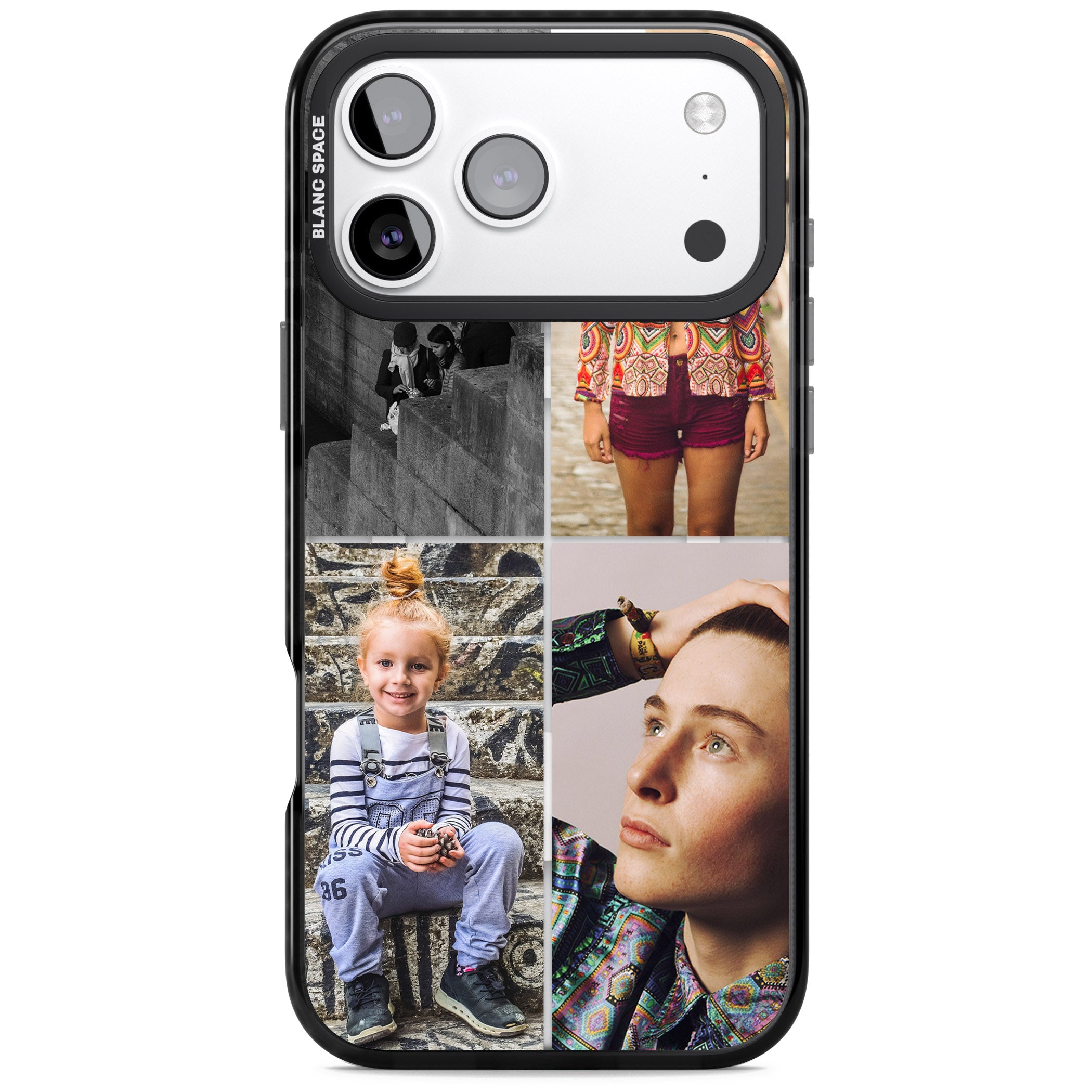 Personalised 4 Photo Grid iPhone 17 Pro Impact Pro Black Phone Case