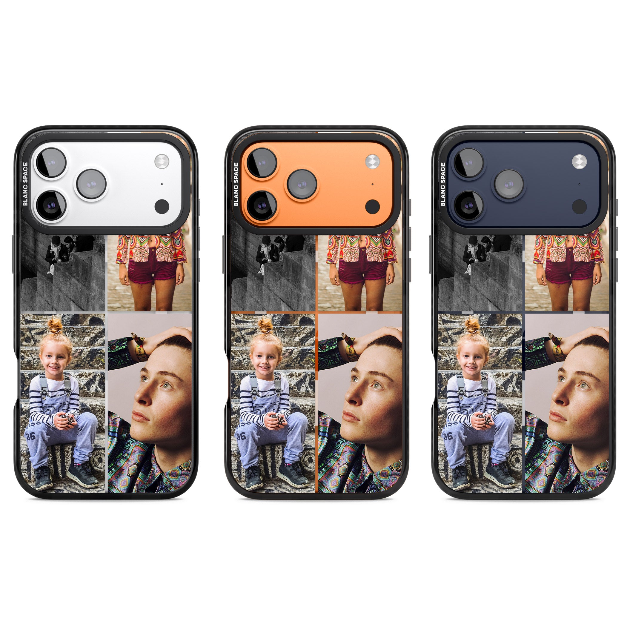 Personalised 4 Photo Grid iPhone 17 Pro Impact Pro Black Phone Case APT Impact Protection