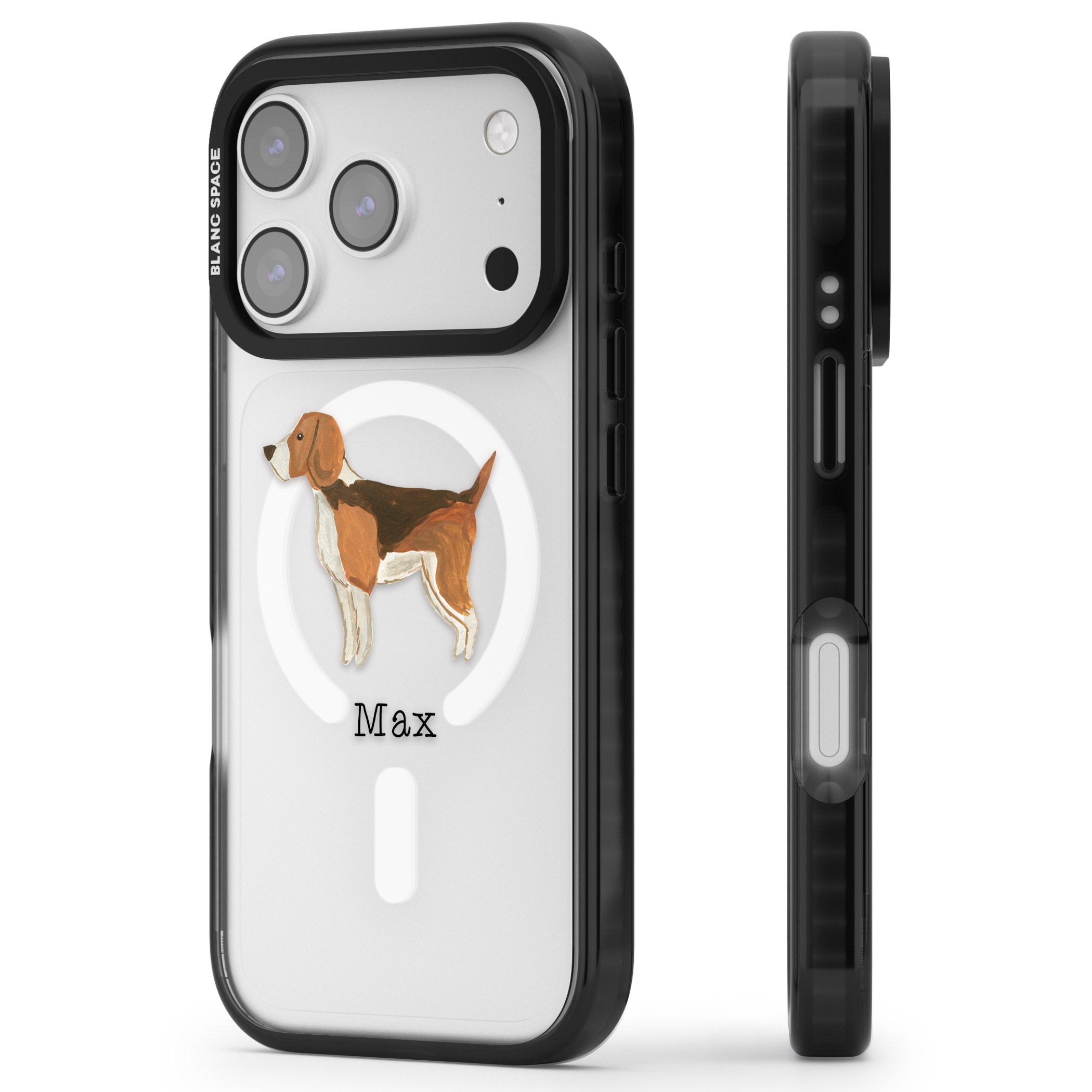 Personalised Beagle iPhone 17 Pro Impact Pro Black Phone Case Side Profile