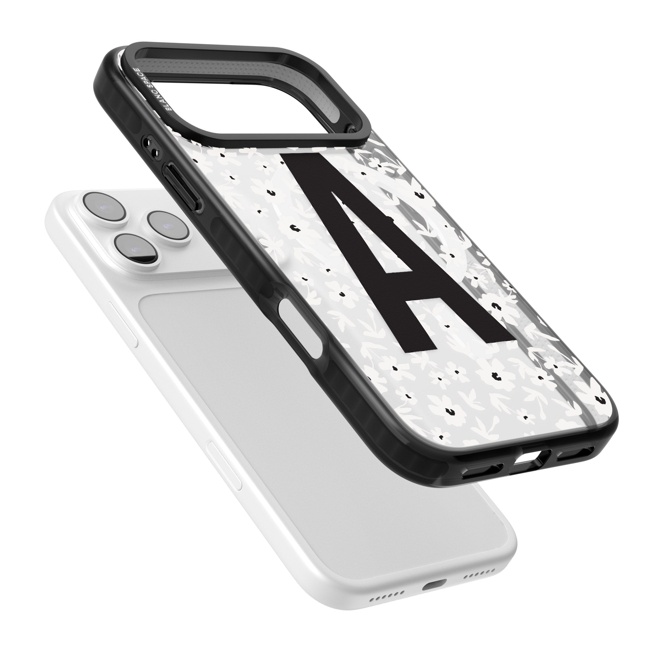 Personalised Bold Initial Floral iPhone 17 Pro Impact Pro Black Phone Case Colours