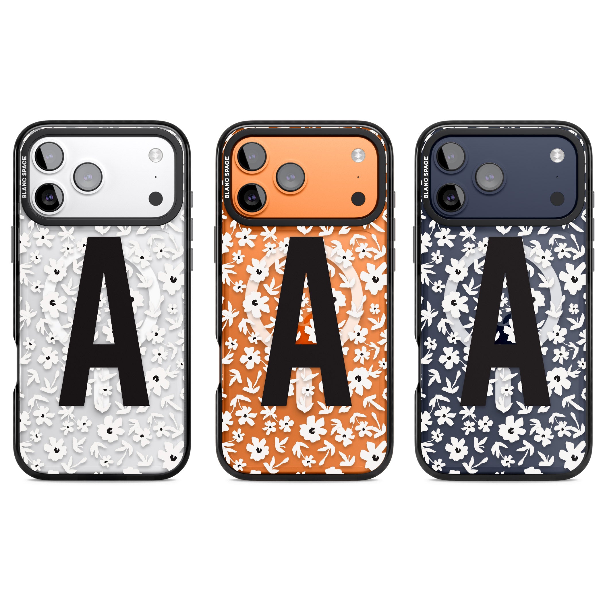 Personalised Bold Initial Floral iPhone 17 Pro Impact Pro Black Phone Case APT Impact Protection