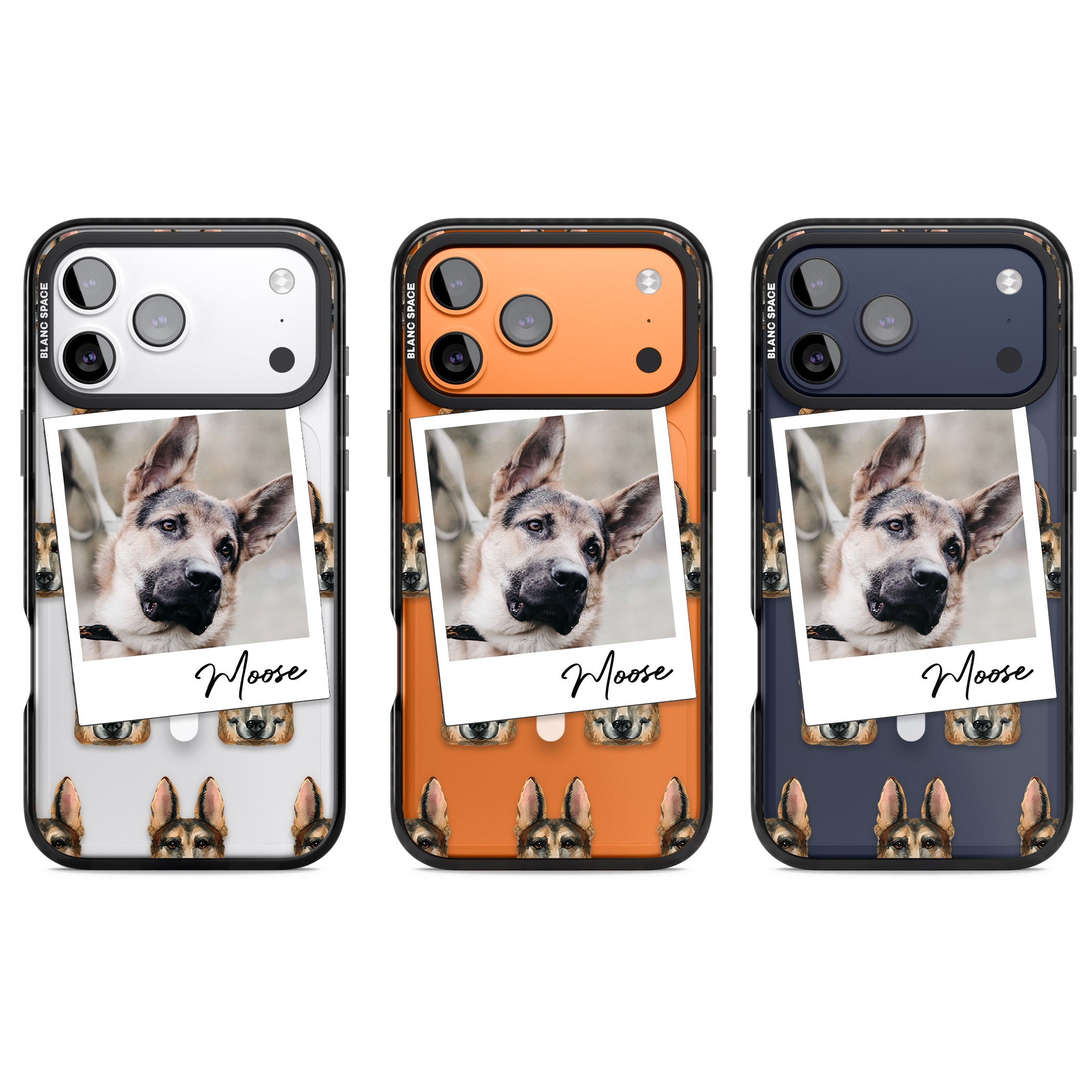 Personalised German Shepherd Instant Camera Photo iPhone 17 Pro Impact Pro Black Phone Case APT Impact Protection
