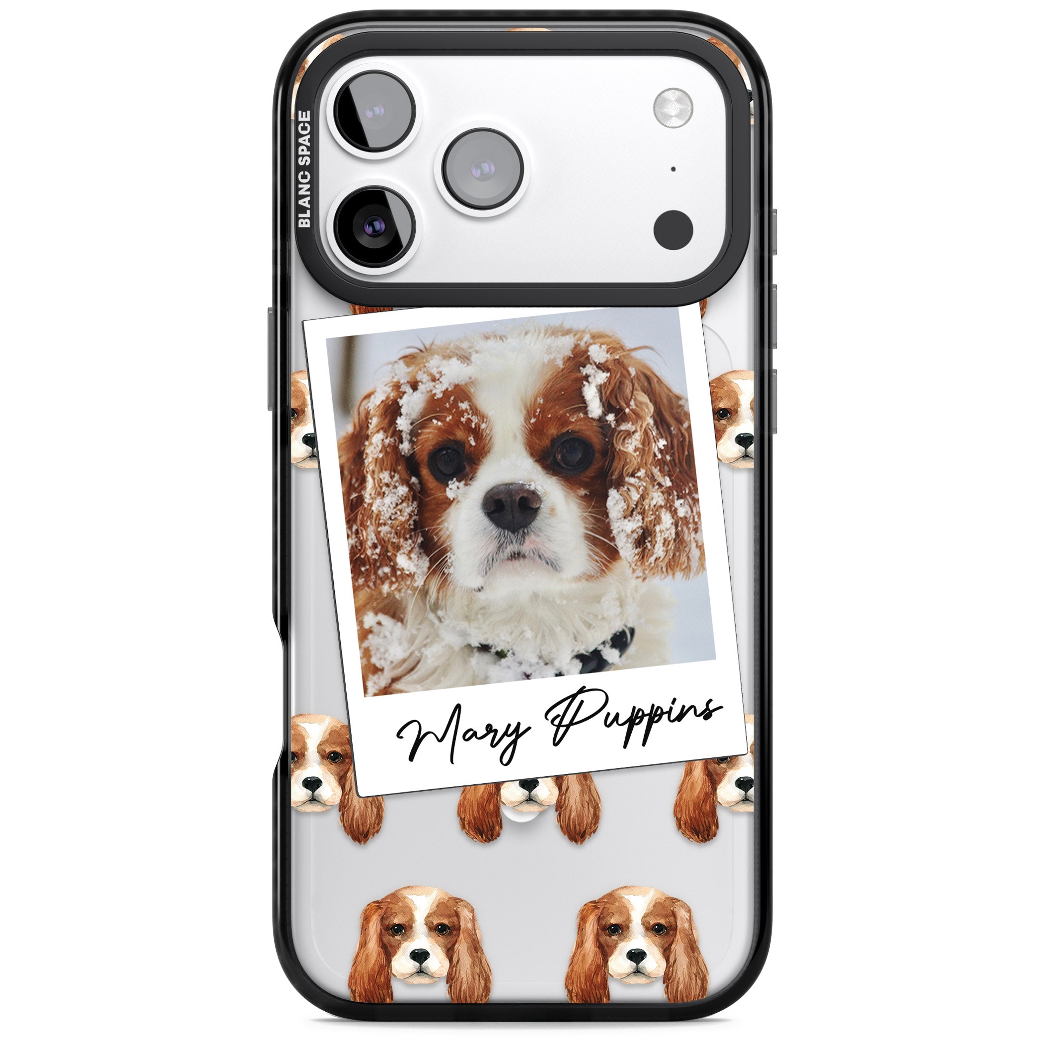 Personalised Cavalier King Charles Instant Camera Photo iPhone 17 Pro Impact Pro Black Phone Case
