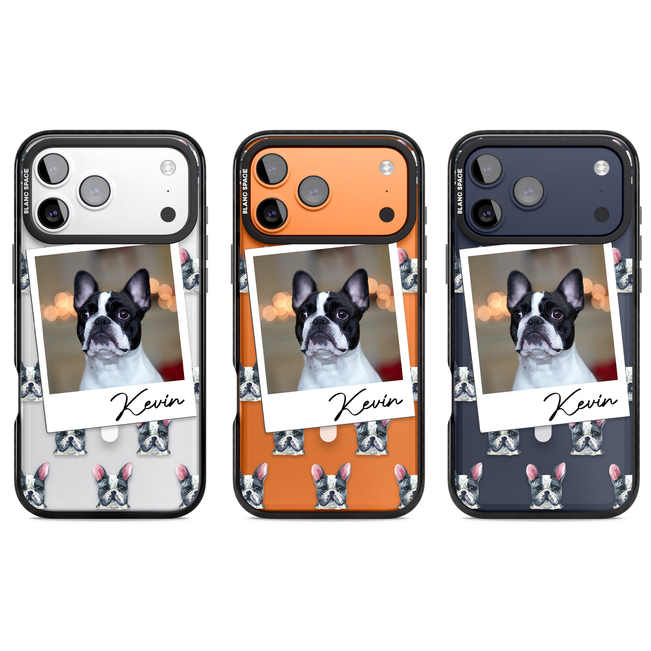 Personalised Black & White French Bulldog Instant Camera Photo iPhone 17 Pro Impact Pro Black Phone Case APT Impact Protection