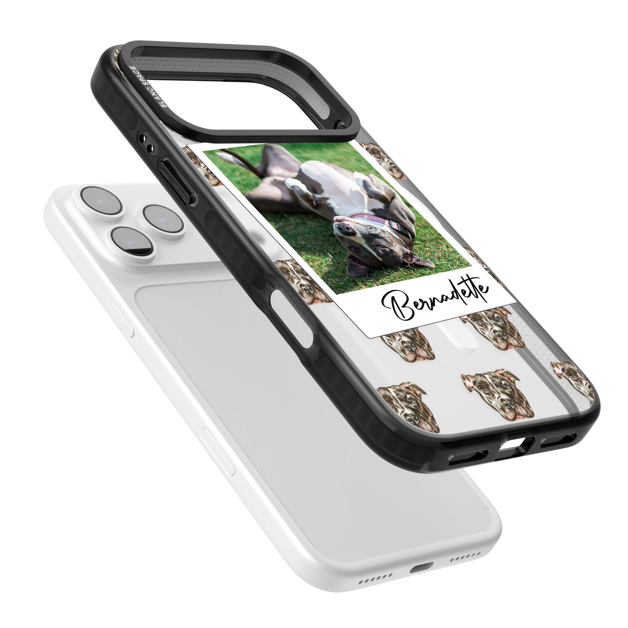 Personalised Staffordshire Bull Terrier Instant Camera Photo iPhone 17 Pro Impact Pro Black Phone Case Colours