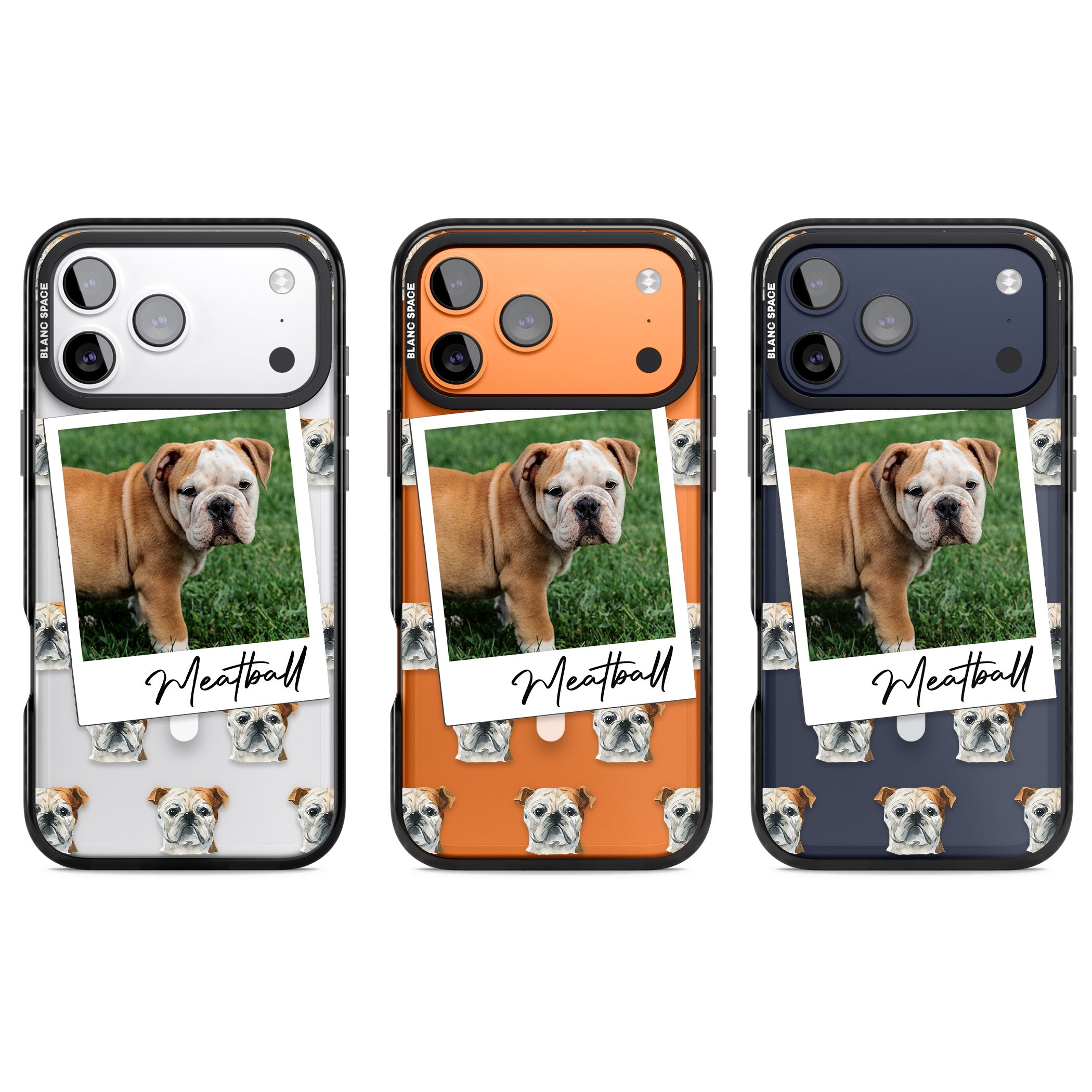 Personalised English Bulldog Instant Camera Photo iPhone 17 Pro Impact Pro Black Phone Case APT Impact Protection