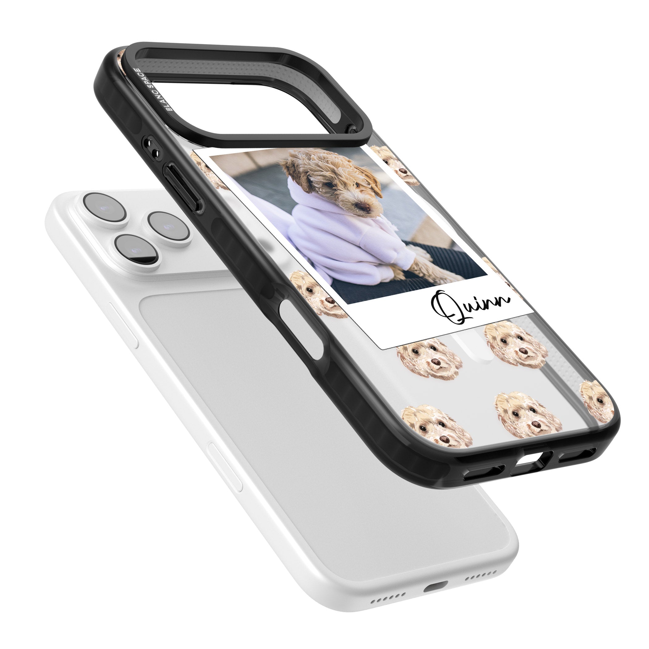 Personalised Cream Cockapoo Instant Camera Photo iPhone 17 Pro Impact Pro Black Phone Case Colours