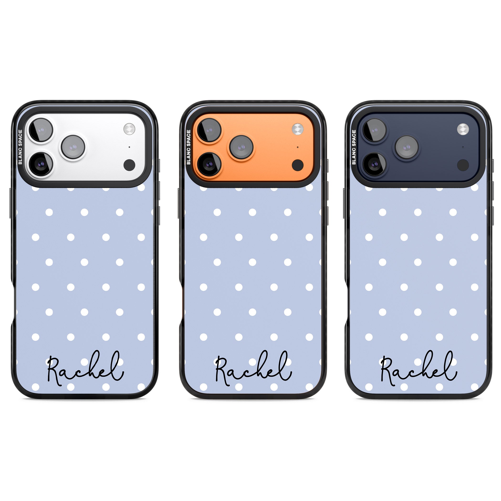 Personalised Simple Light Blue Dots iPhone 17 Pro Impact Pro Black Phone Case APT Impact Protection