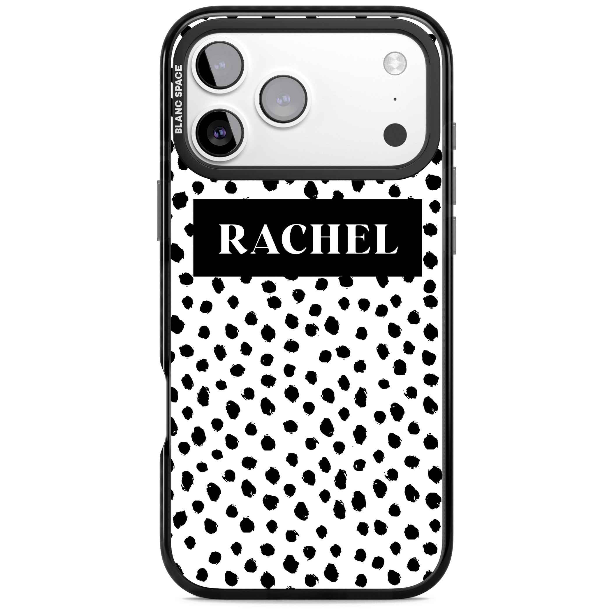 Personalised Black Dots iPhone 17 Pro Impact Pro Black Phone Case