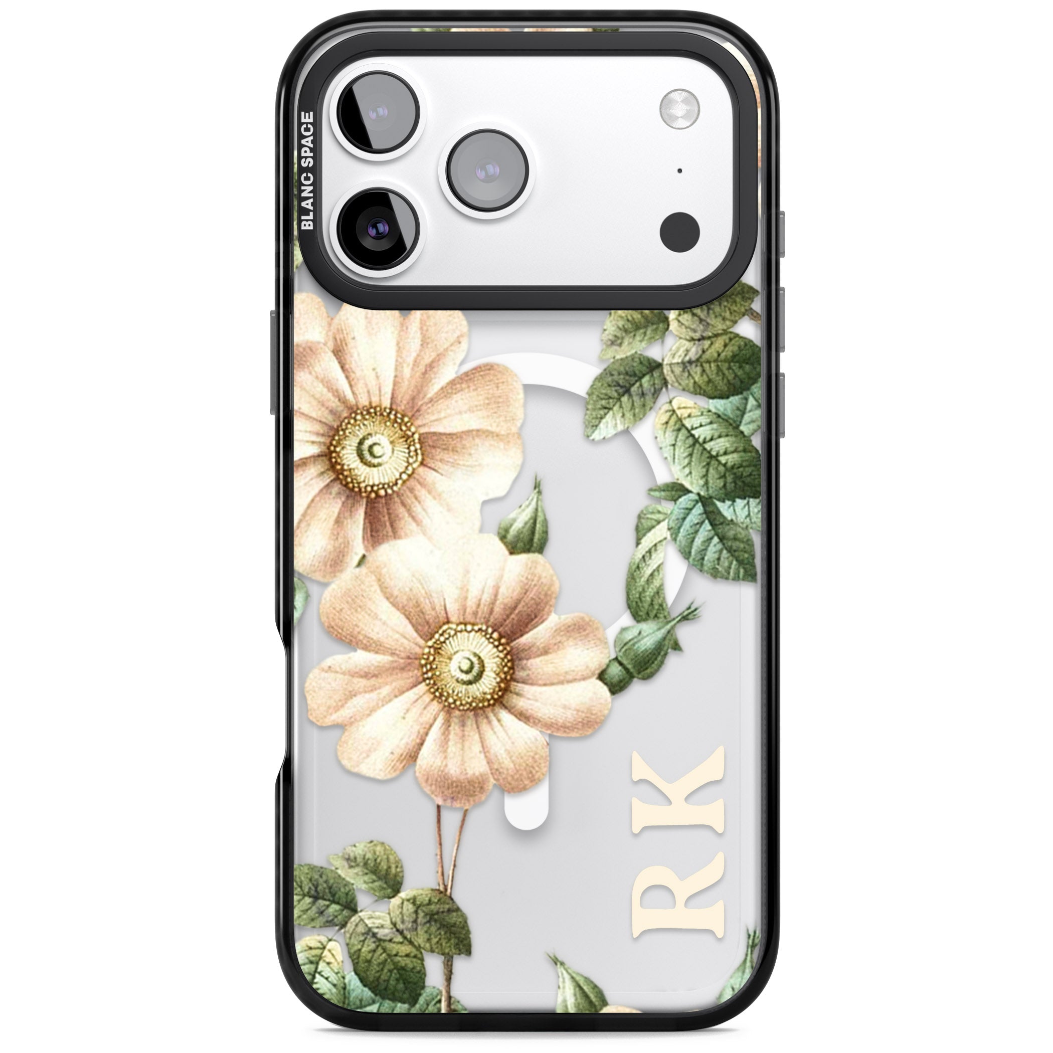 Personalised Vintage Floral Anemone iPhone 17 Pro Impact Pro Black Phone Case