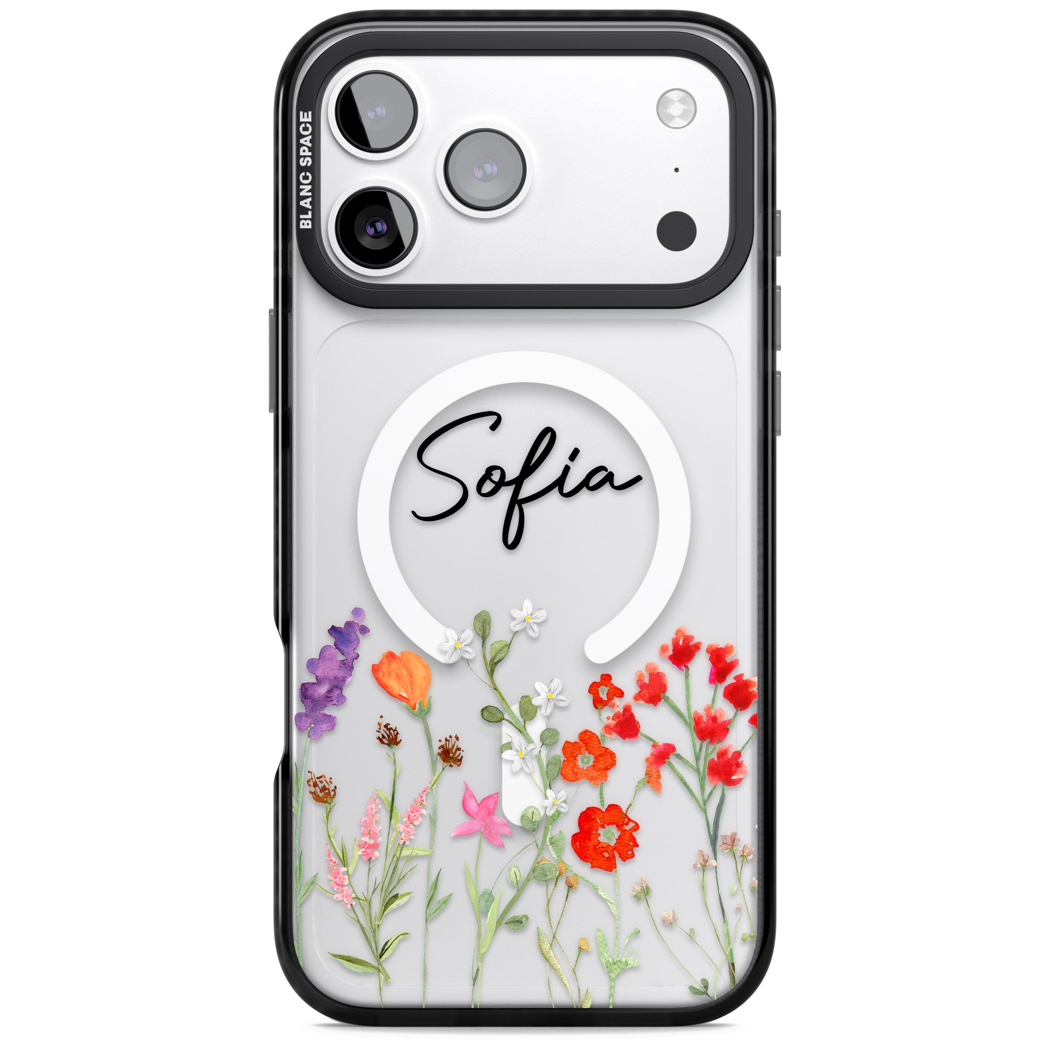 Personalised Spring Wildflowers iPhone 17 Pro Impact Pro Black Phone Case