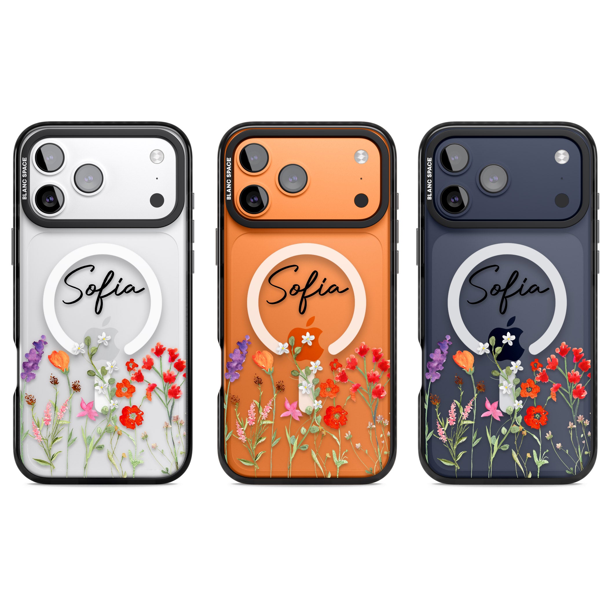 Personalised Spring Wildflowers iPhone 17 Pro Impact Pro Black Phone Case APT Impact Protection