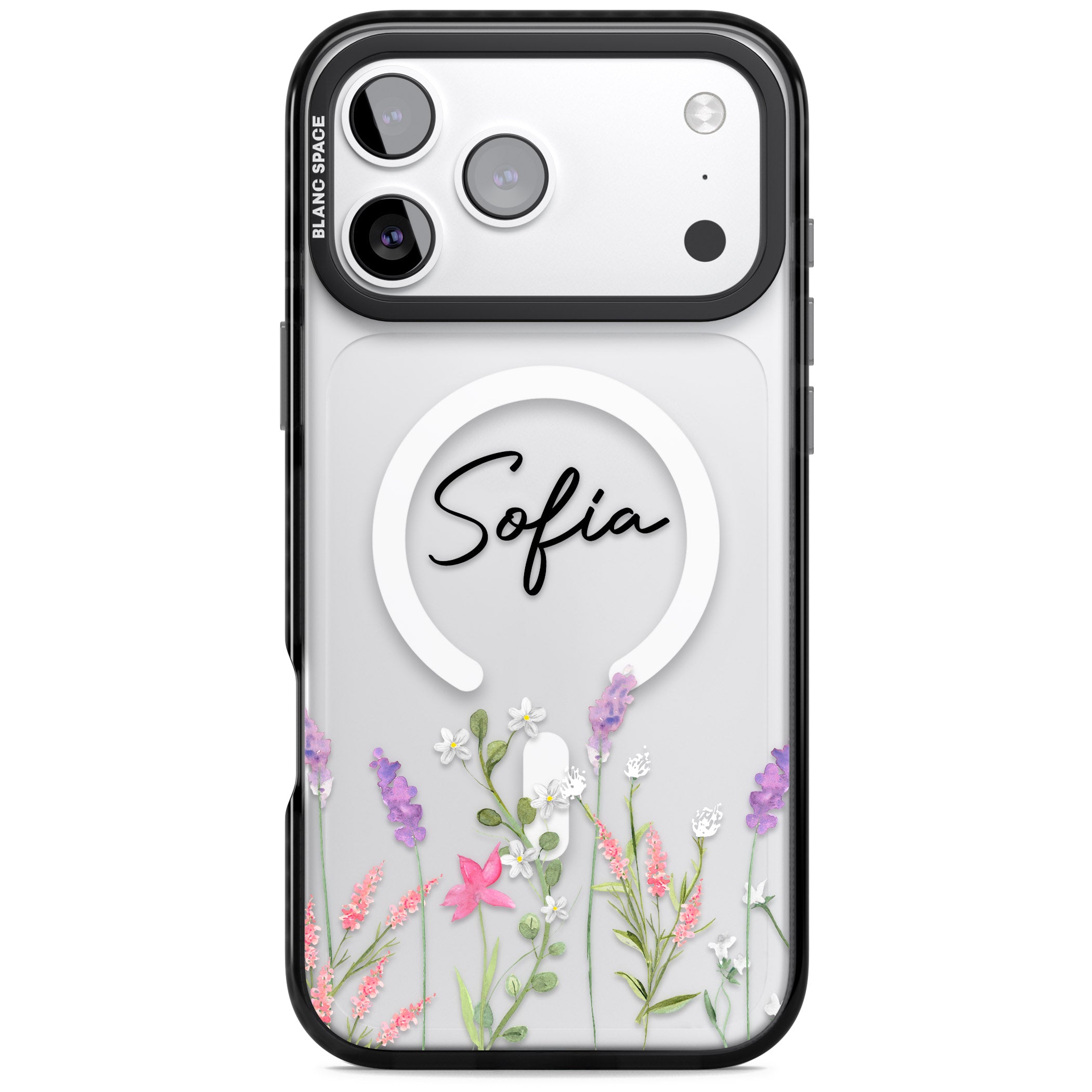 Personalised Lavender Wildflowers iPhone 17 Pro Impact Pro Black Phone Case